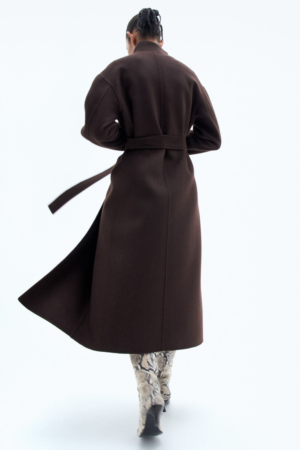 Alexa wool coat in dark chocolate