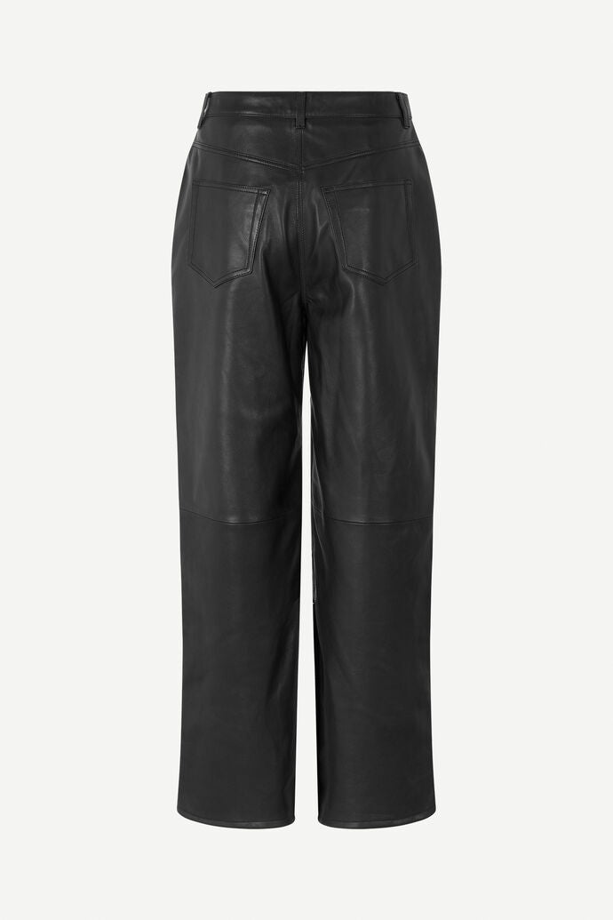 Shelly wide leather trousers in black