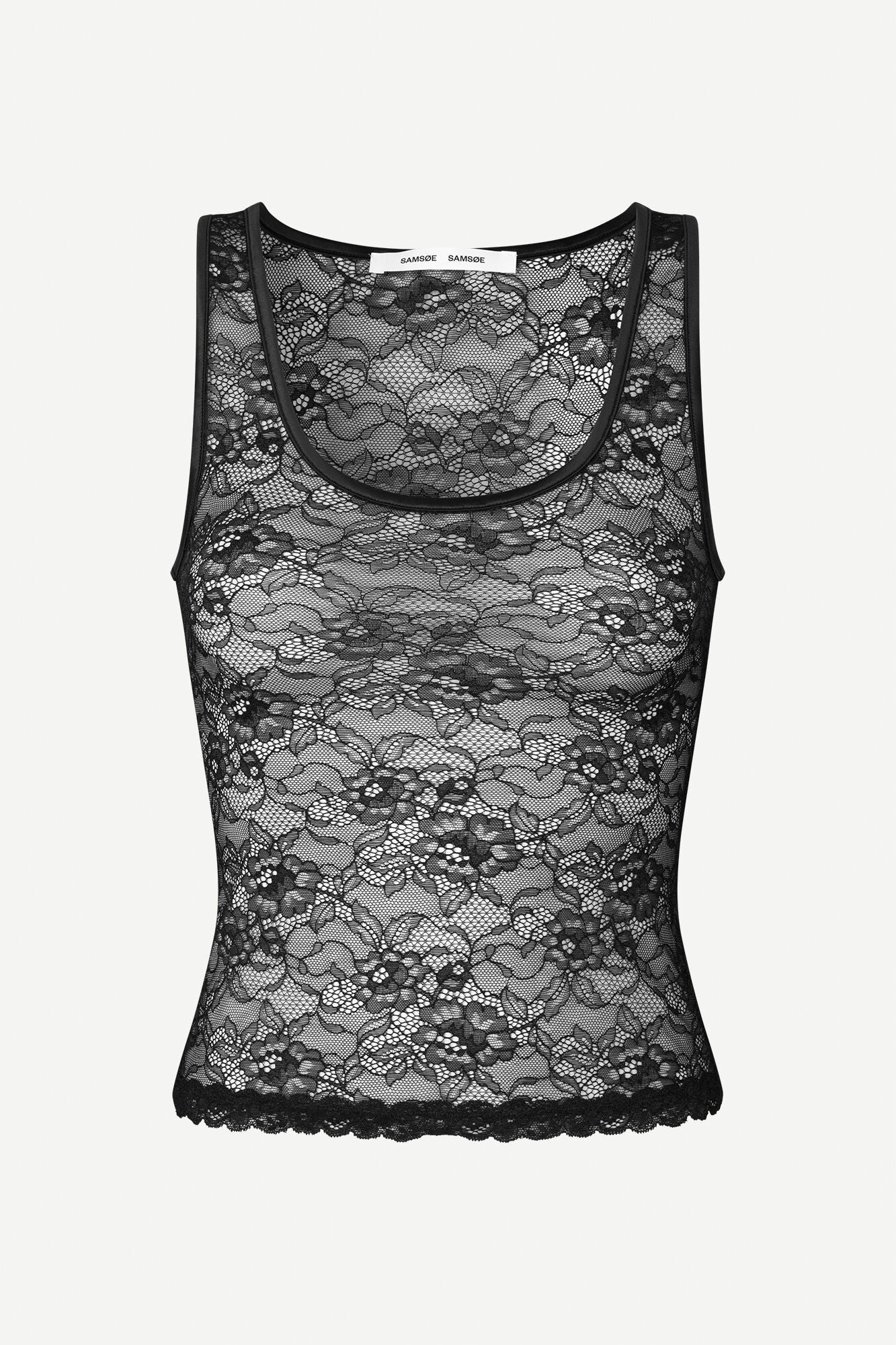Lace tank top in black