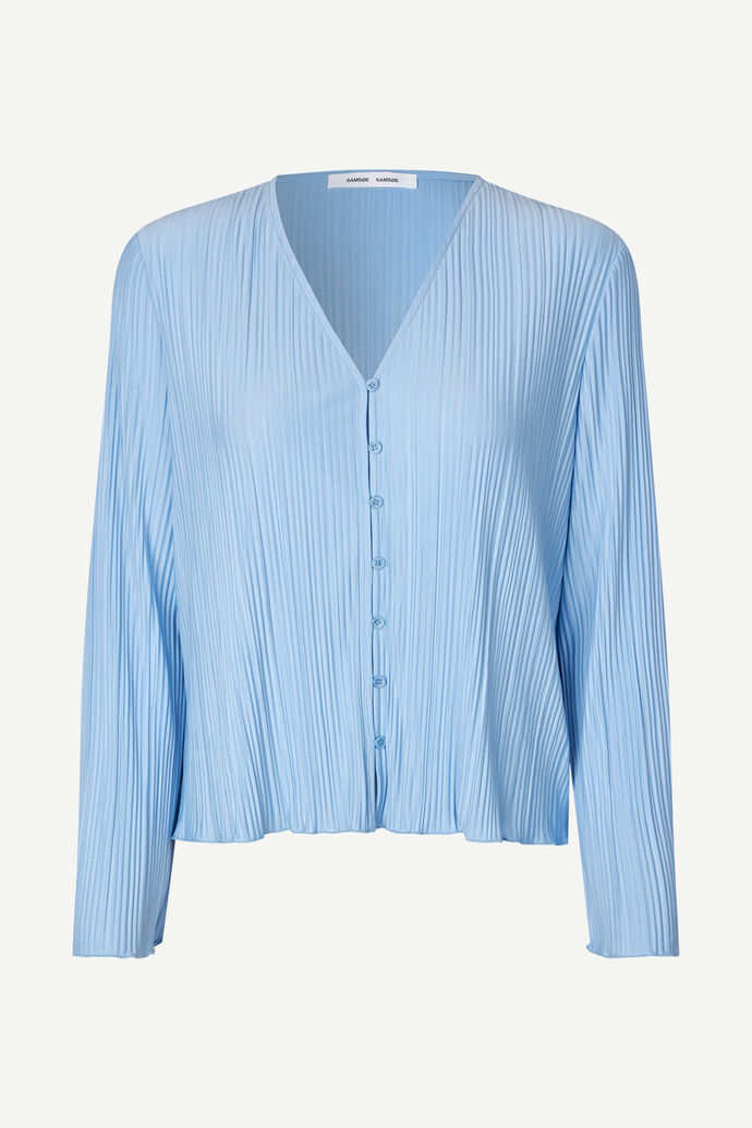 Pleated blouse in blue heron