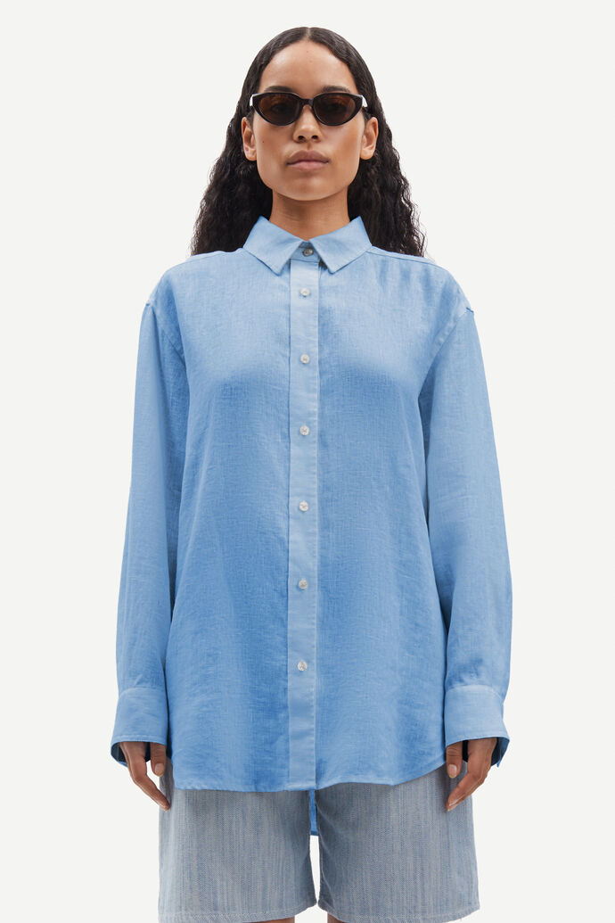 Salova linen shirt in mid blue