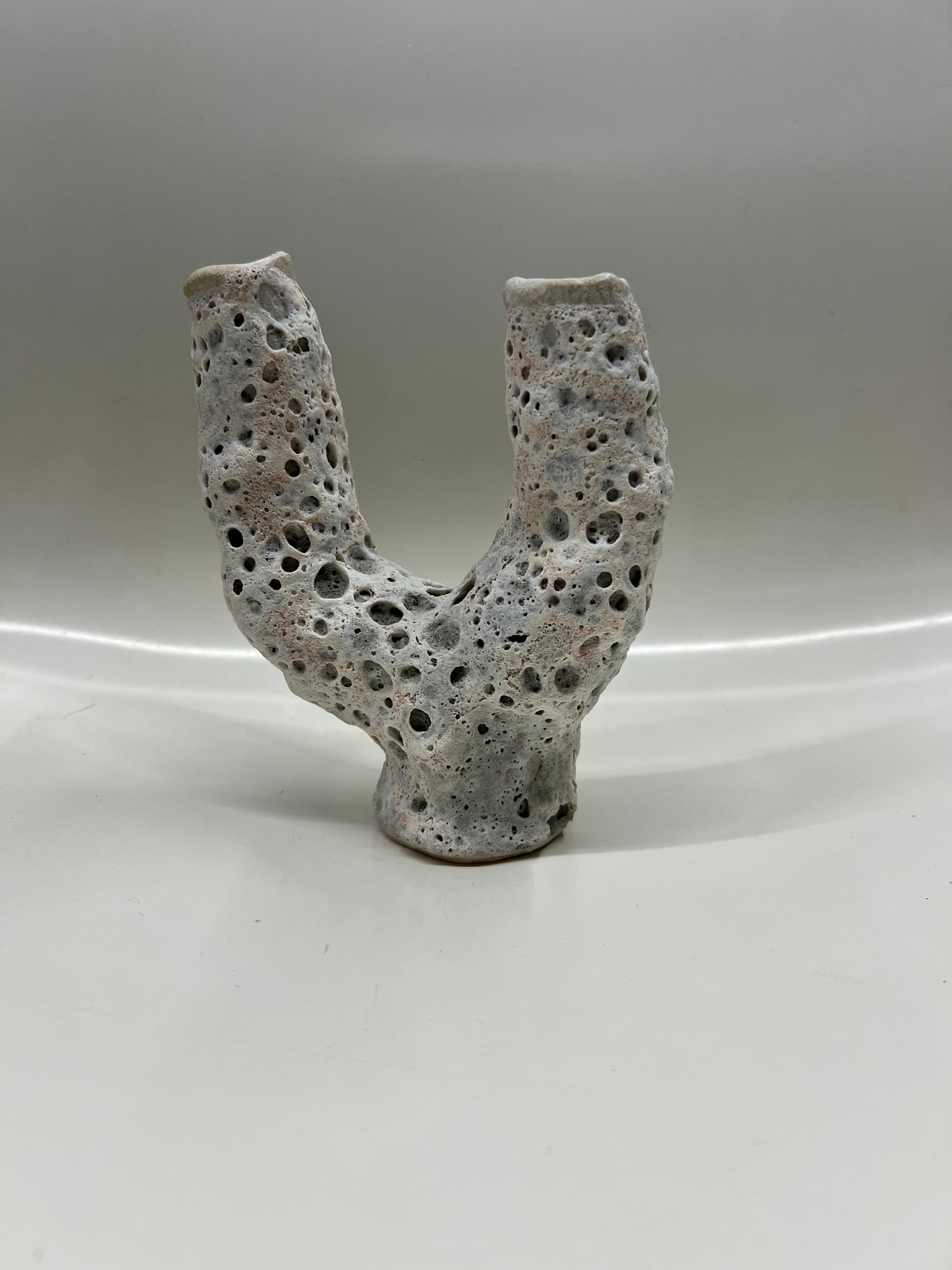Double candle holder in white by Hap Ceramics