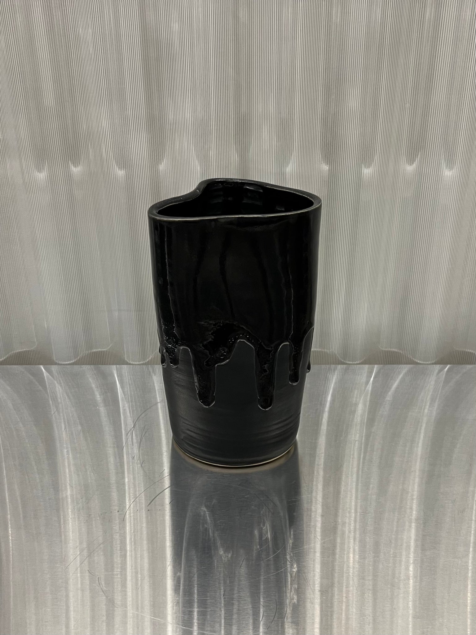 Deformed vase in black by Hap Ceramics