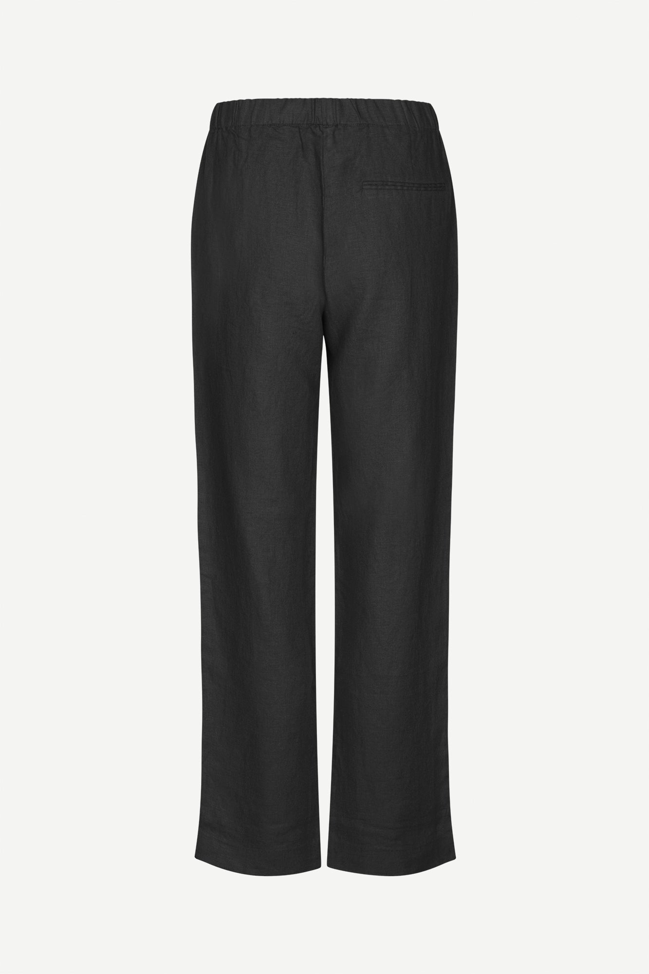 Linen straight leg trousers in black