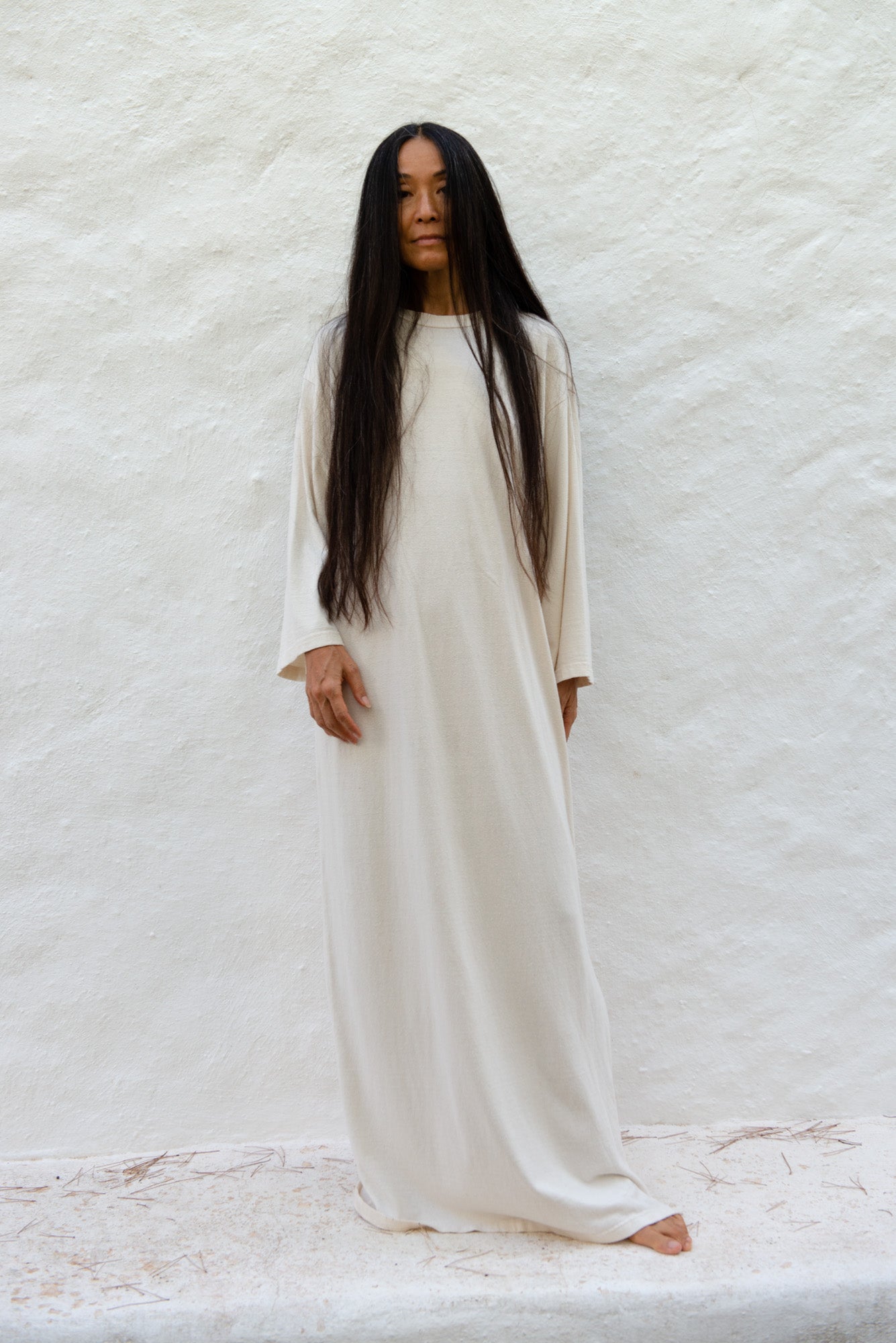 Japanese Silk Jersey Pina Dress by Can Pep Rey - ivory white