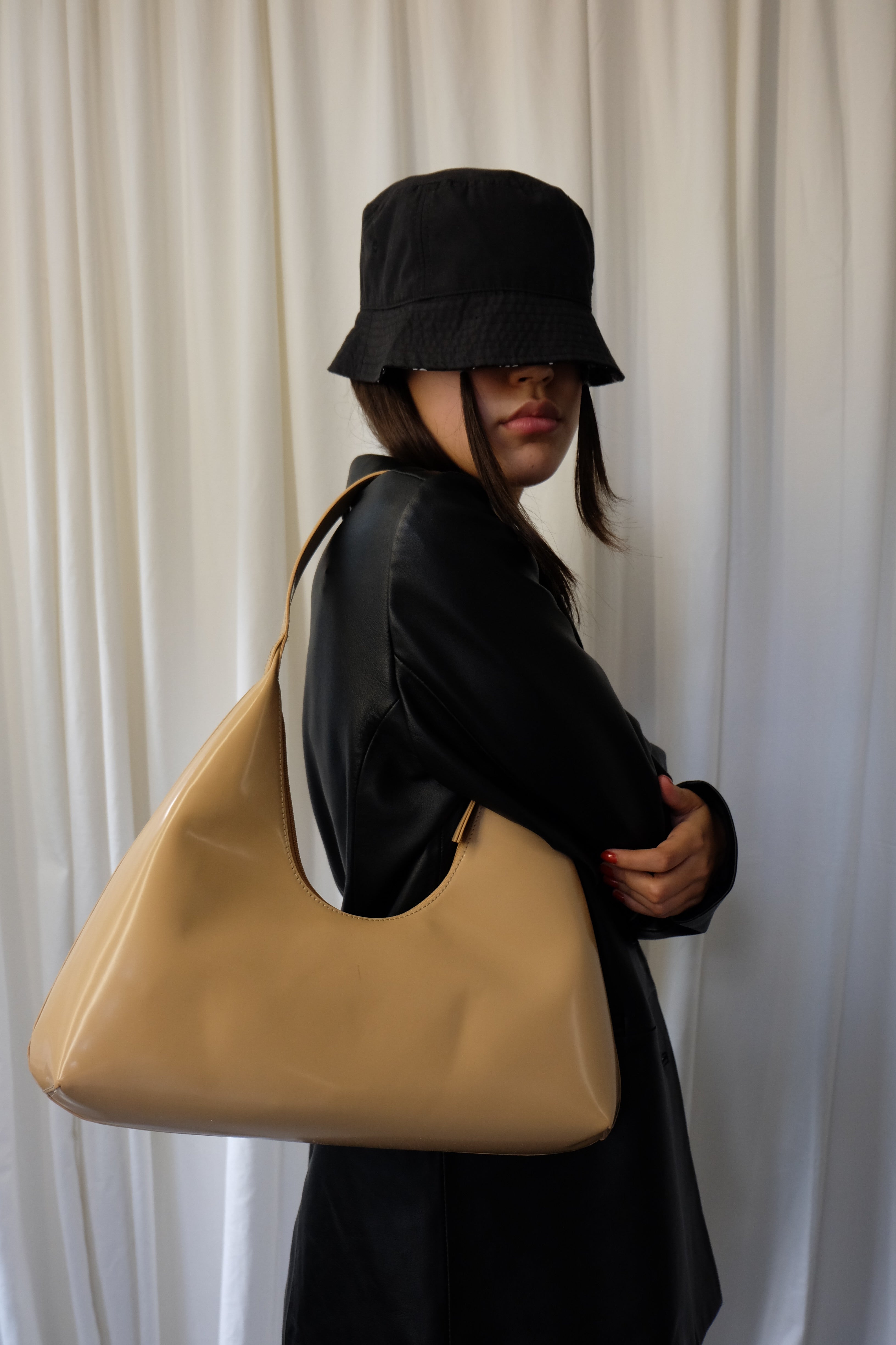 By Far Black Amber Shoulder Bag BY FAR Amber Baby Crocodile