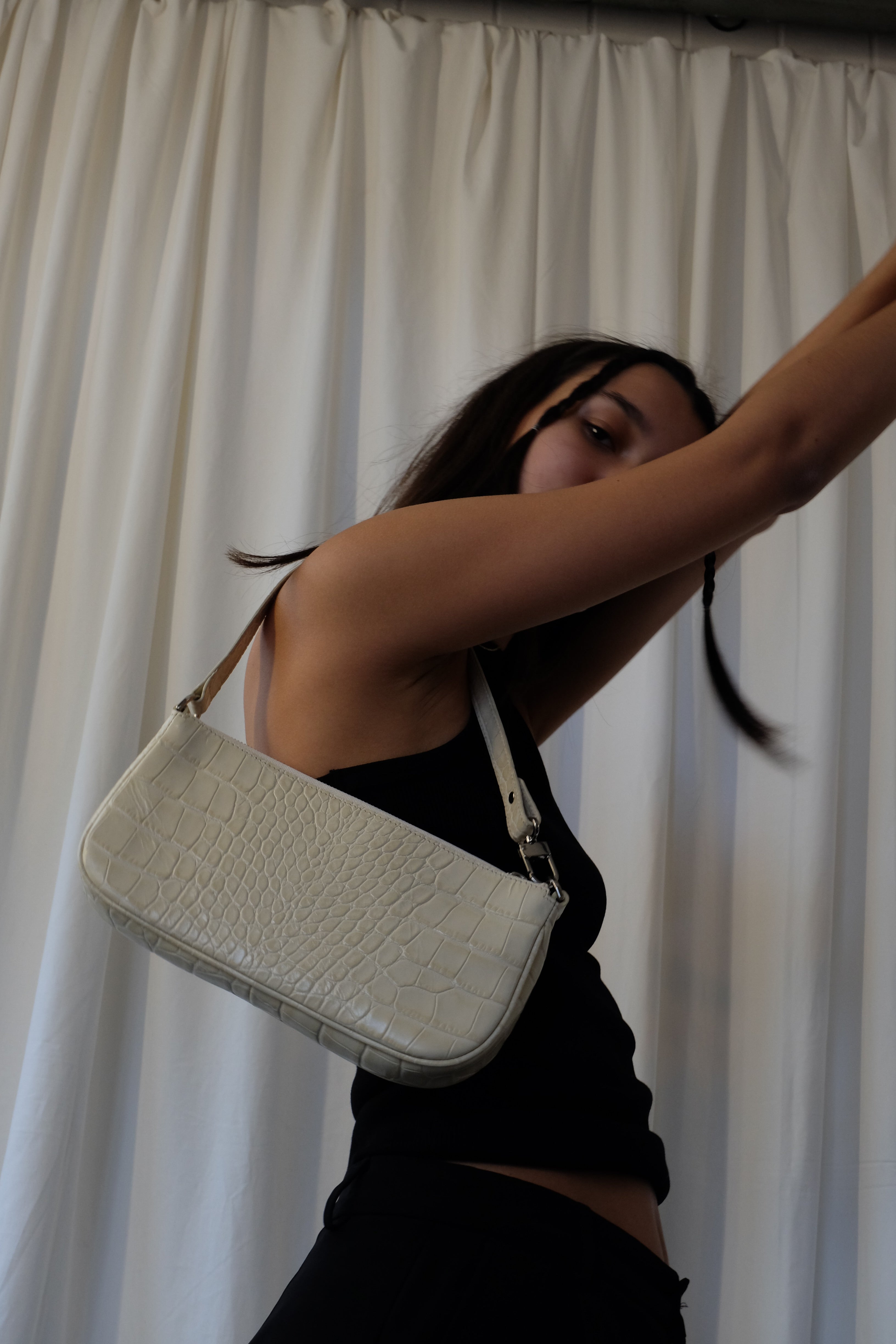 BY FAR RACHEL CREAM COCO EMBOSSED LEATHER – BEYOND STUDIOS