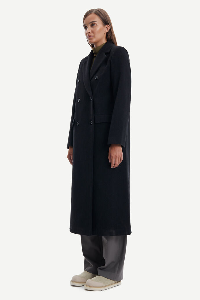 Long oversized wool coat in black