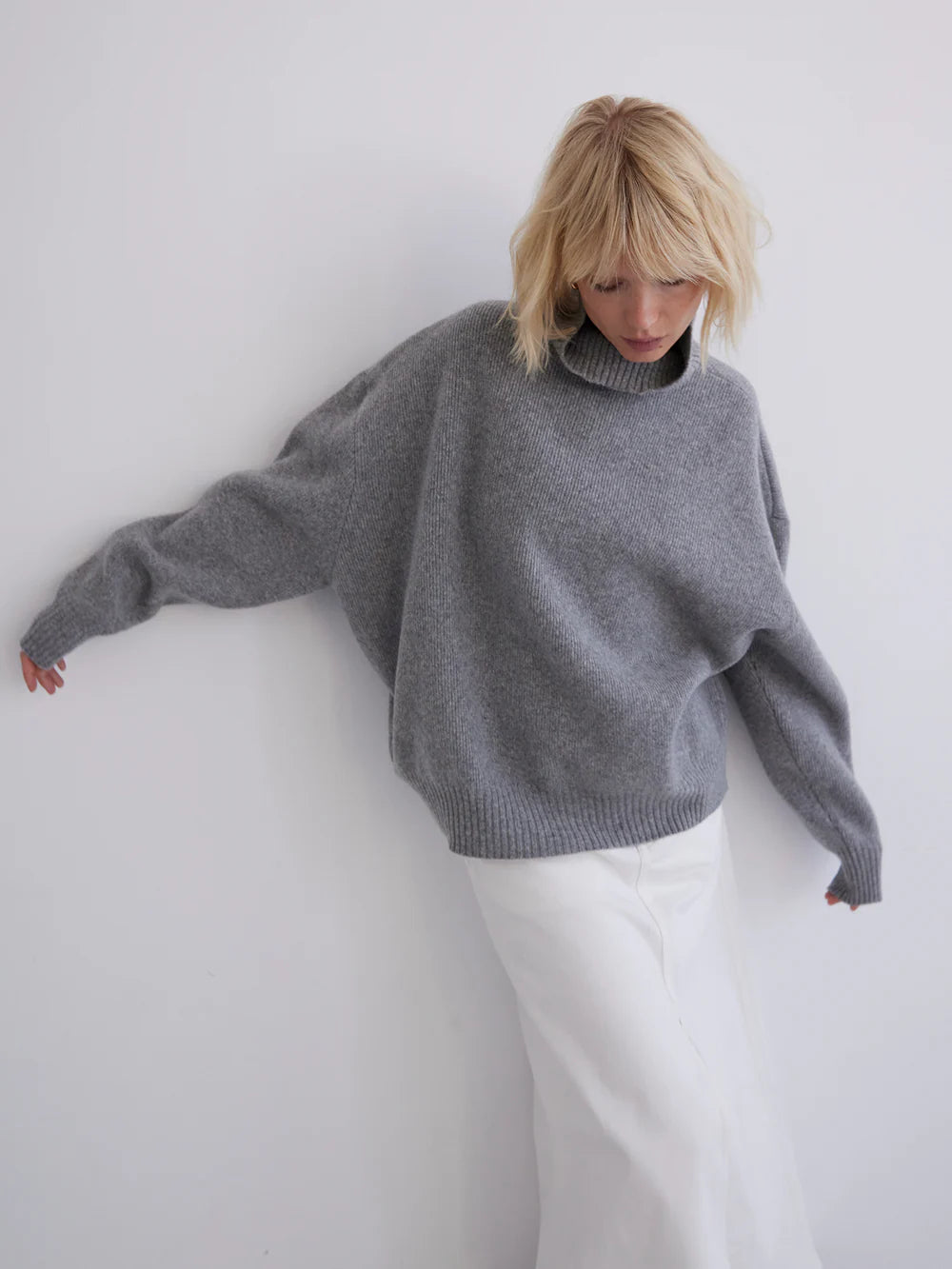 Maja turtleneck in light grey melange