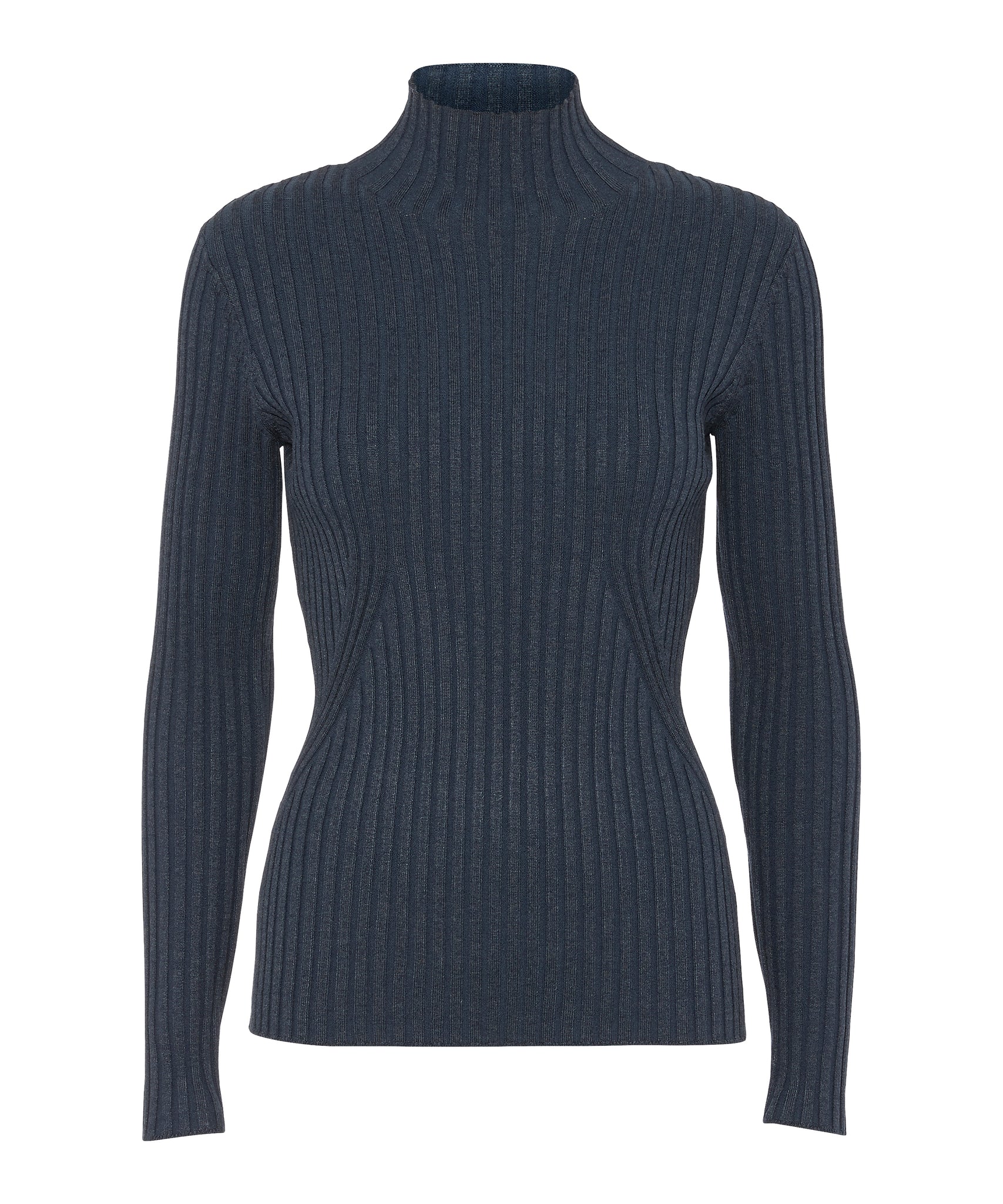 Karlina o neck top in dark blue melange