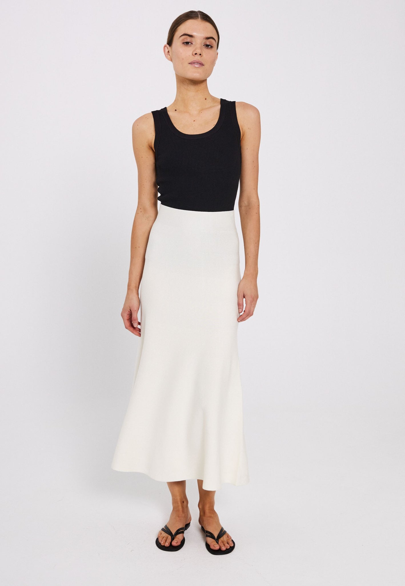 Als midi knit skirt in off-white