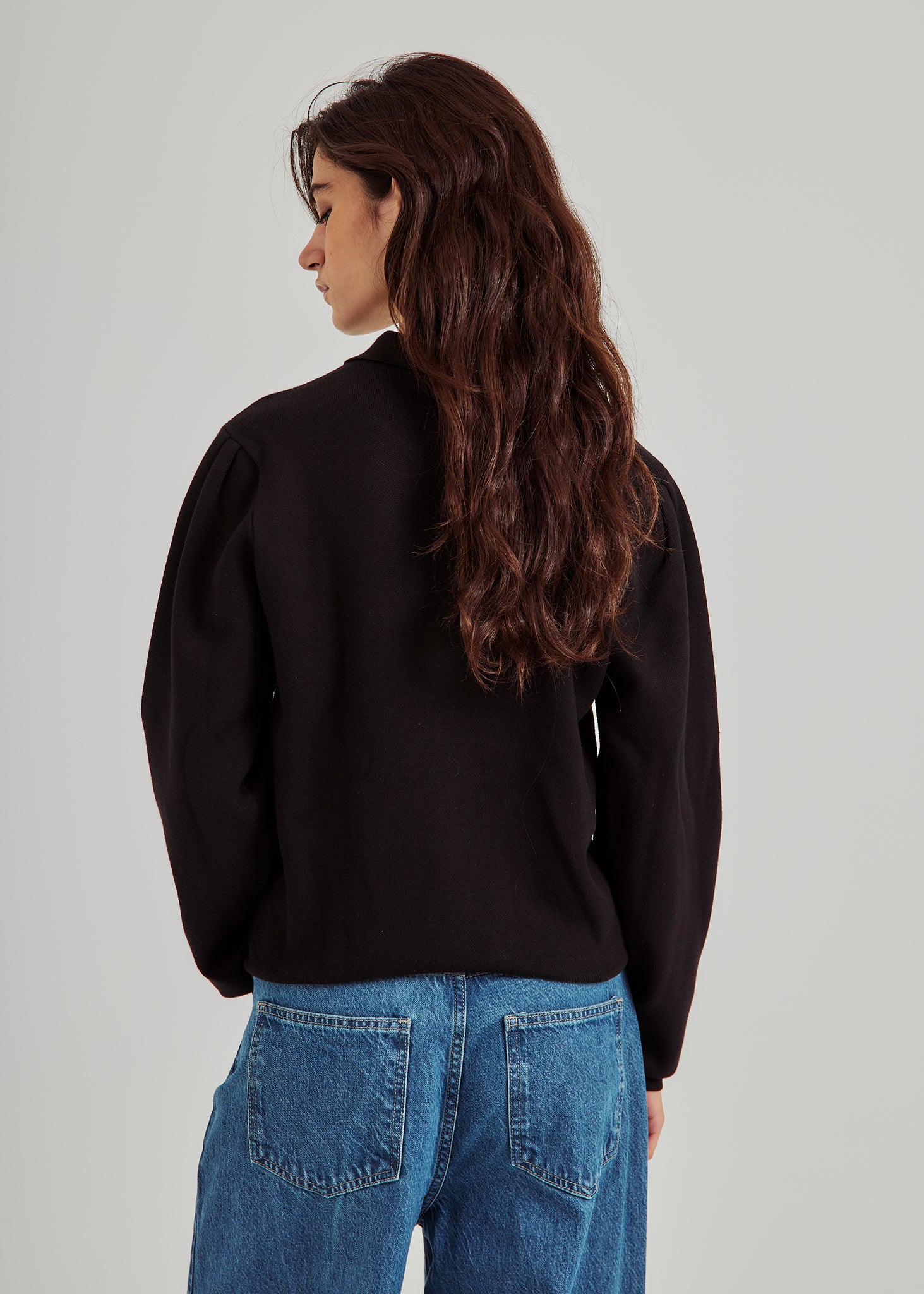 Als polo knit top in black