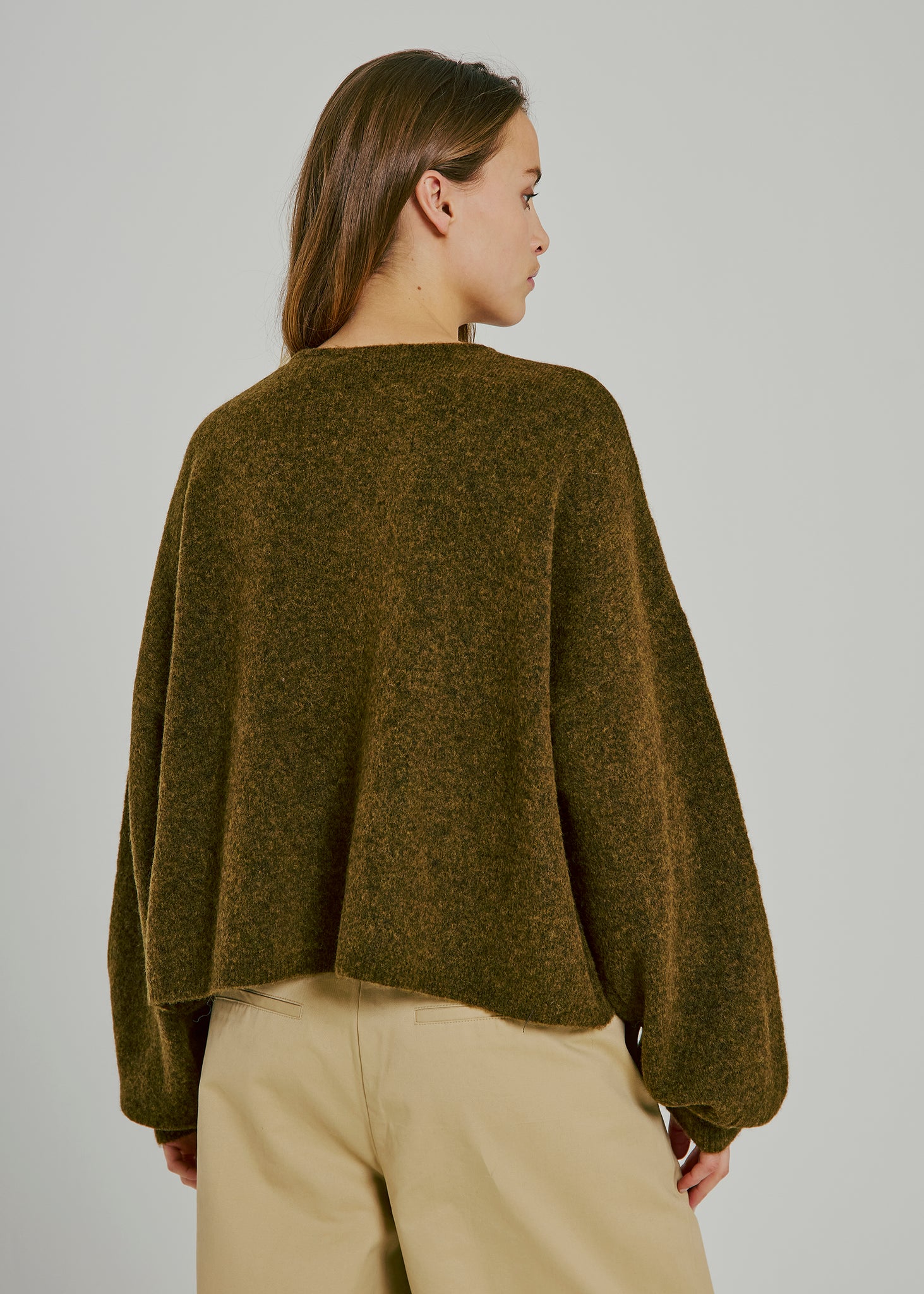 Halli button knit cardigan in army