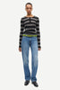 Sadodo ls top in grey mel stripe