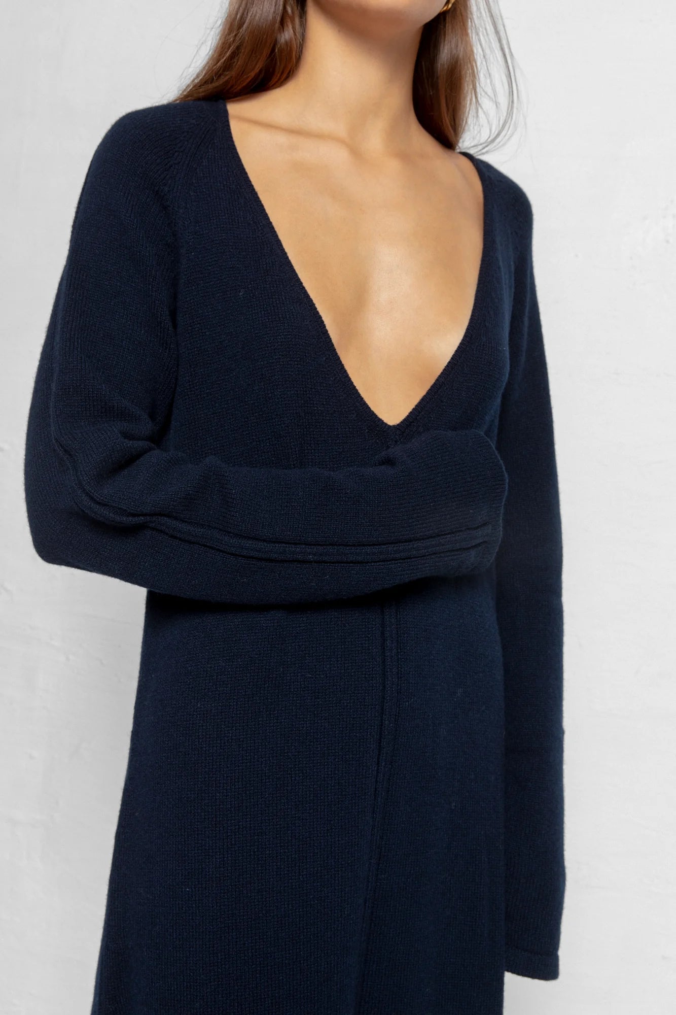 Janis deep v-neck cashmere knitted dresss by Can Pep Rey