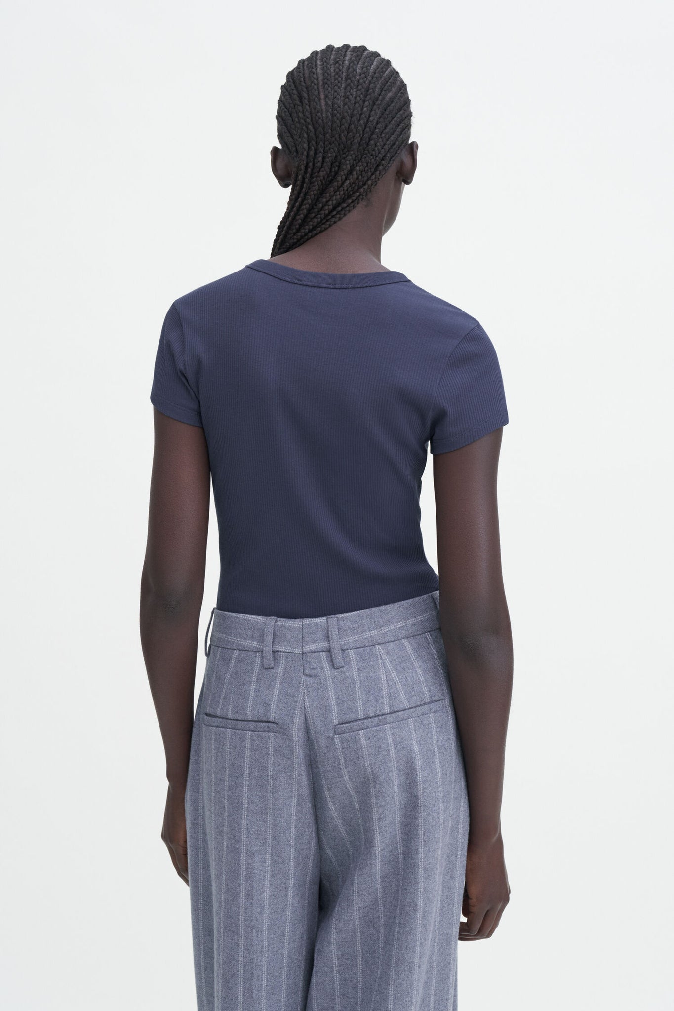 Fine rib tee in iris blue by Filippa K