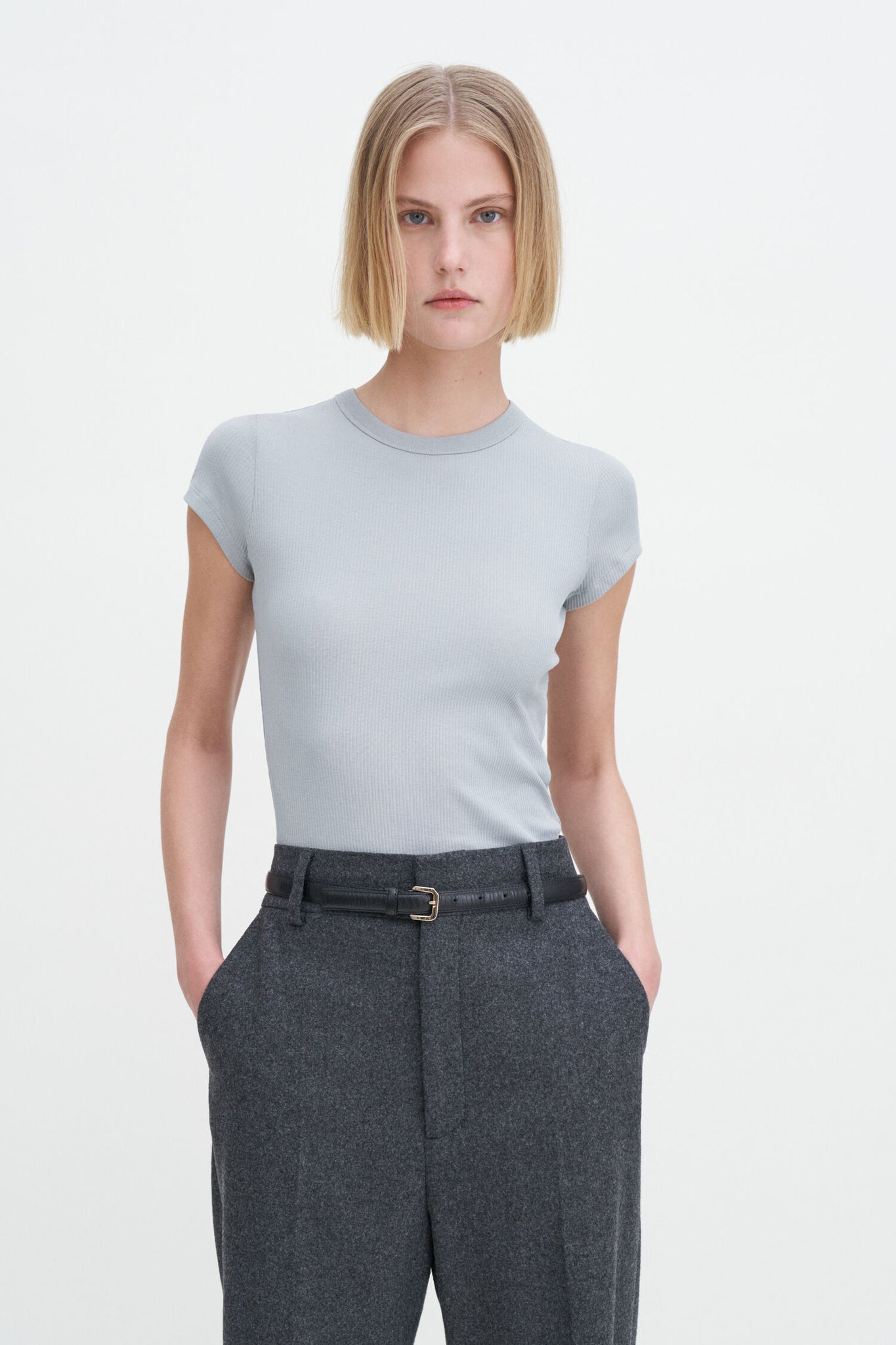 Fine rib tee in thunderstorm by Filippa K