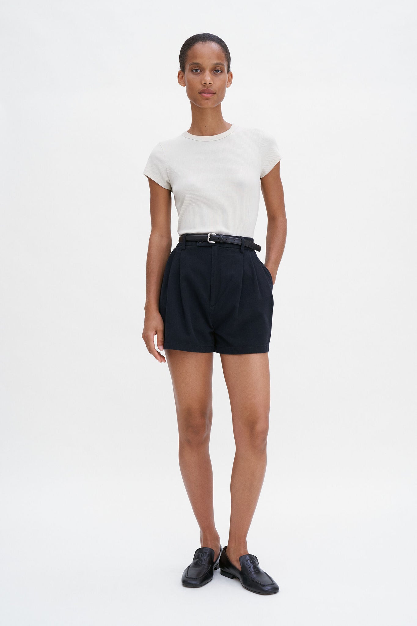 Fine rib tee in dusty beige by Filippa K