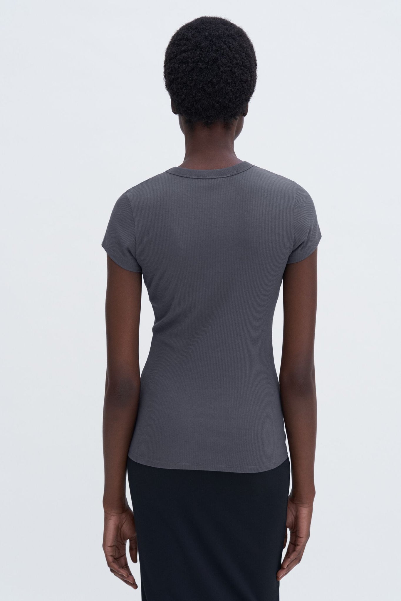 Fine rib tee in Charcoal Grey by Filippa K