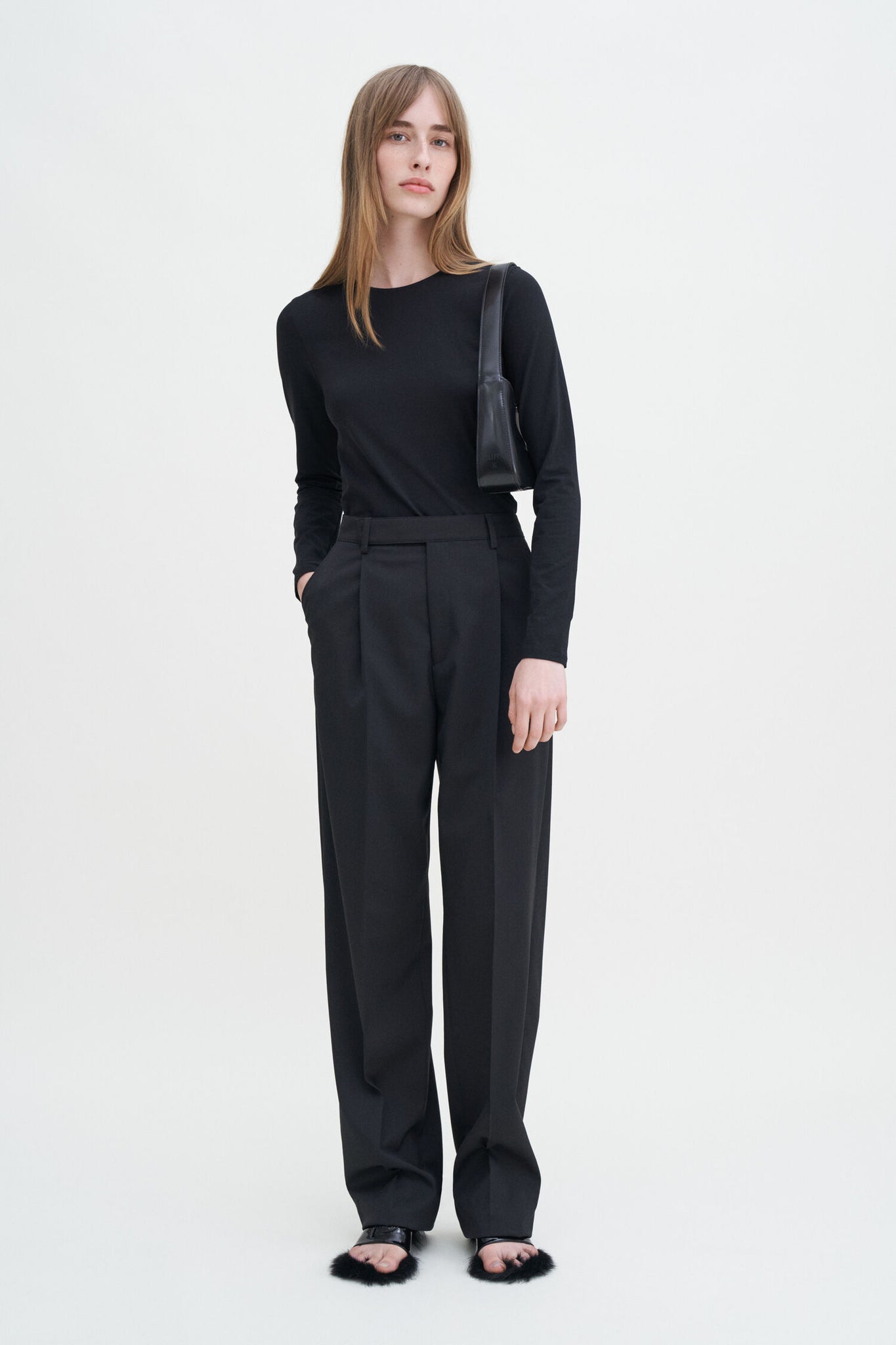 Cotton stretch longsleeve in black by Filippa K