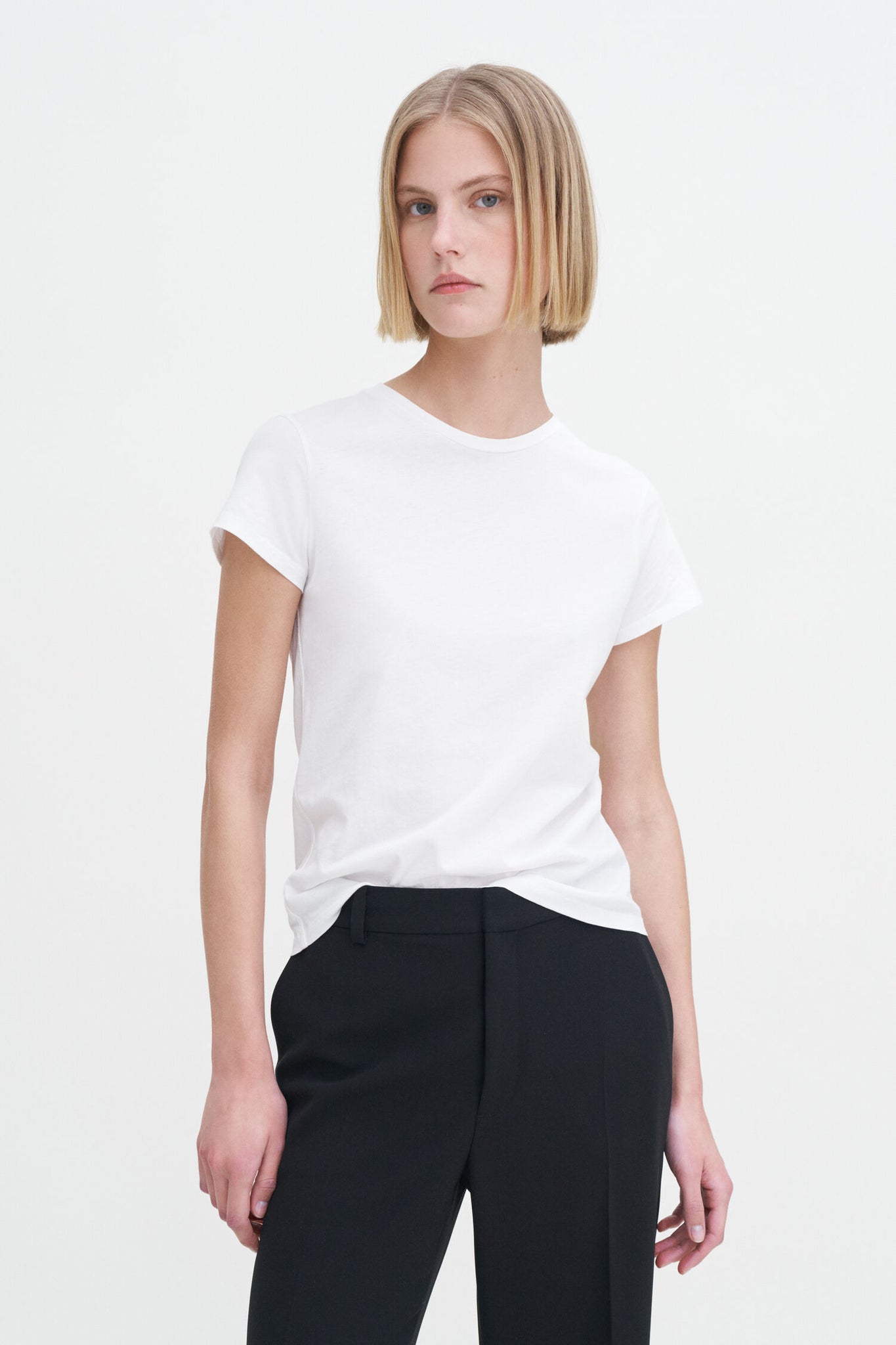 Soft cotton tee in white by Filippa K