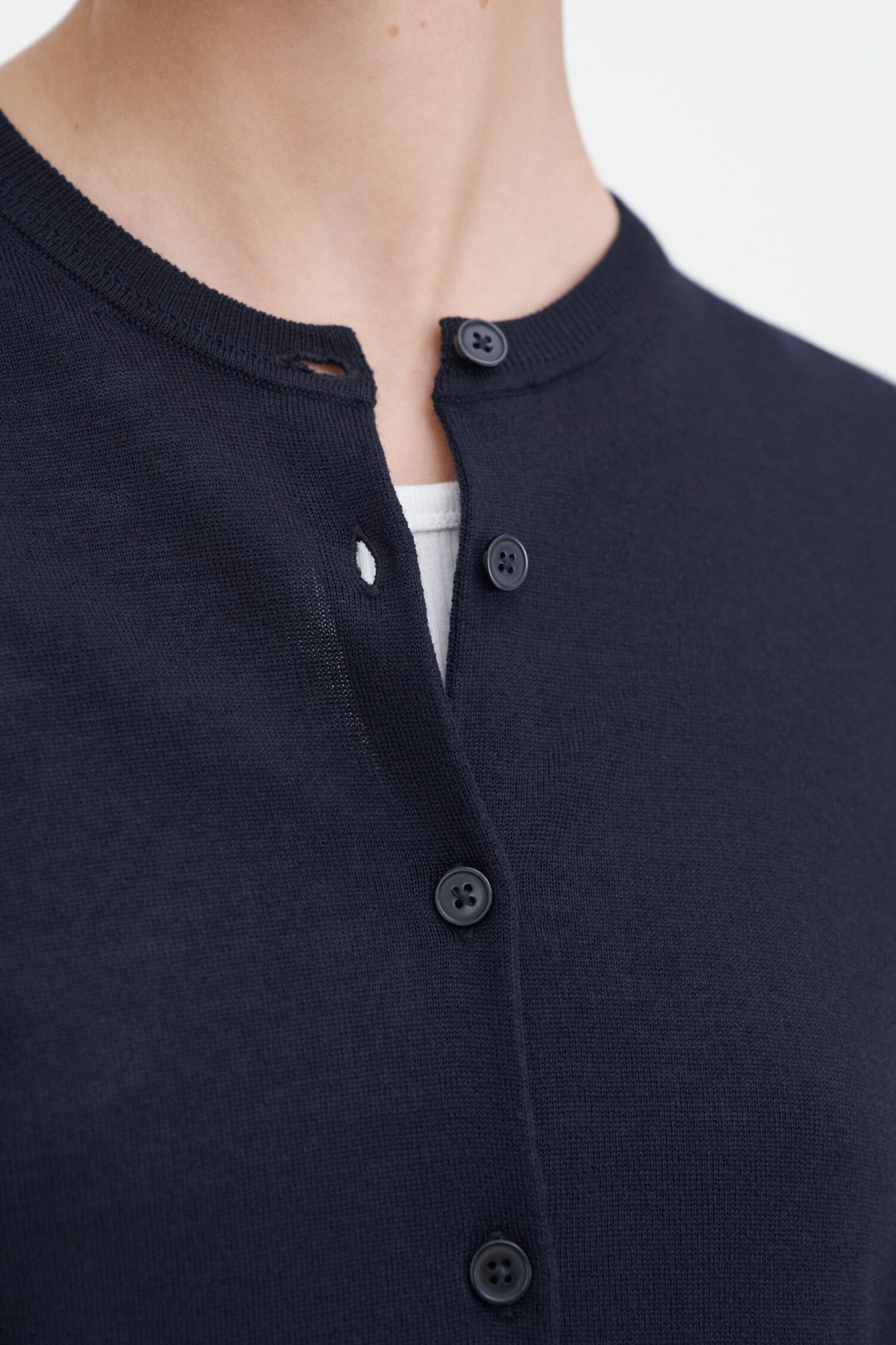 Merino wool cardigan in navy