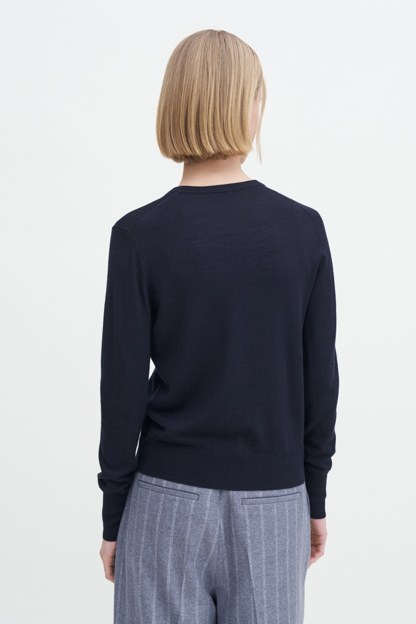 Merino wool cardigan in navy