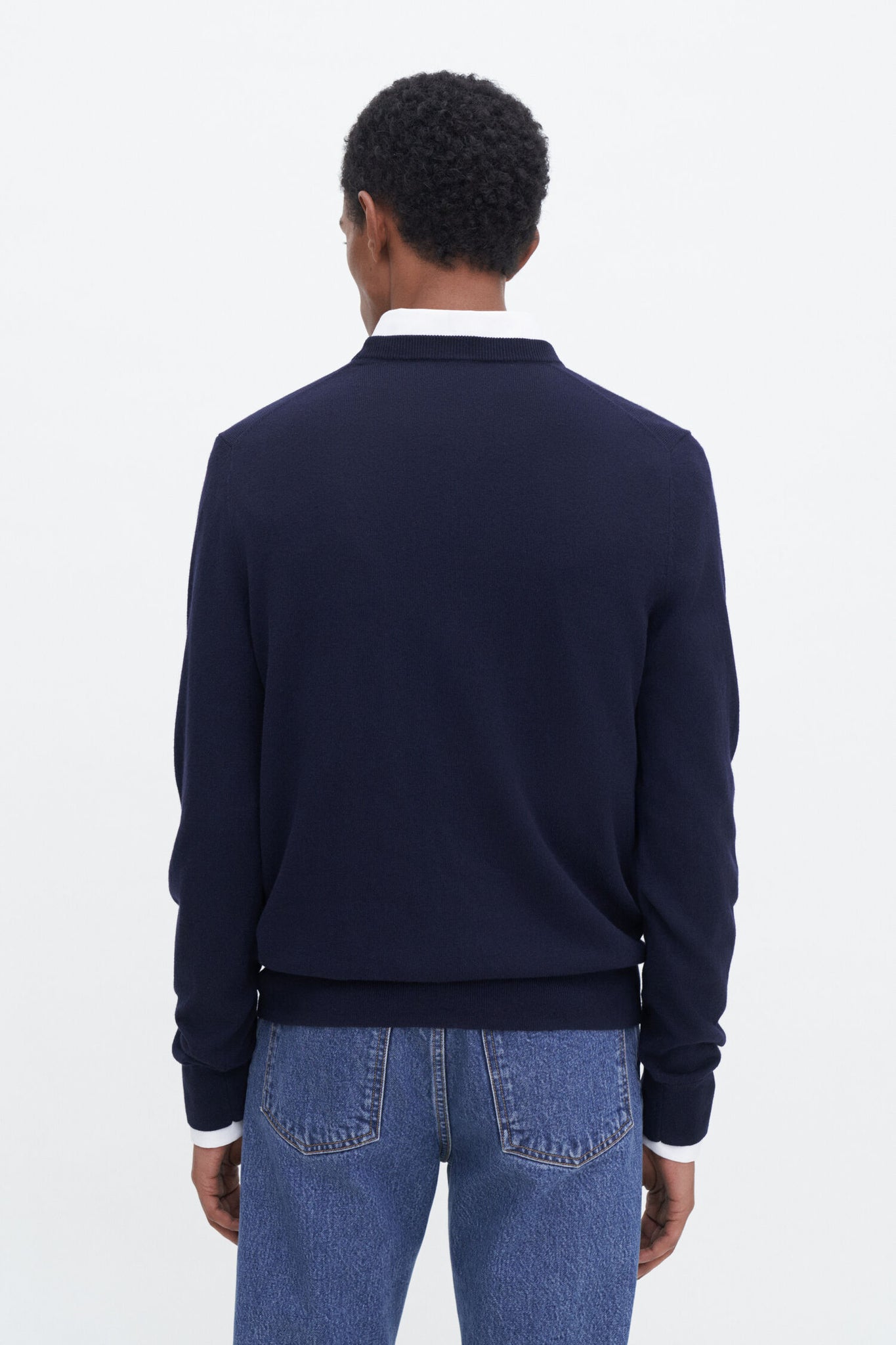 Cotton merino sweater in navy