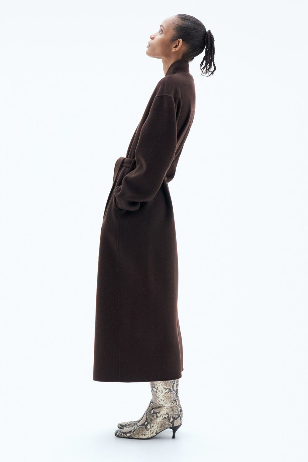 Alexa wool coat in dark chocolate