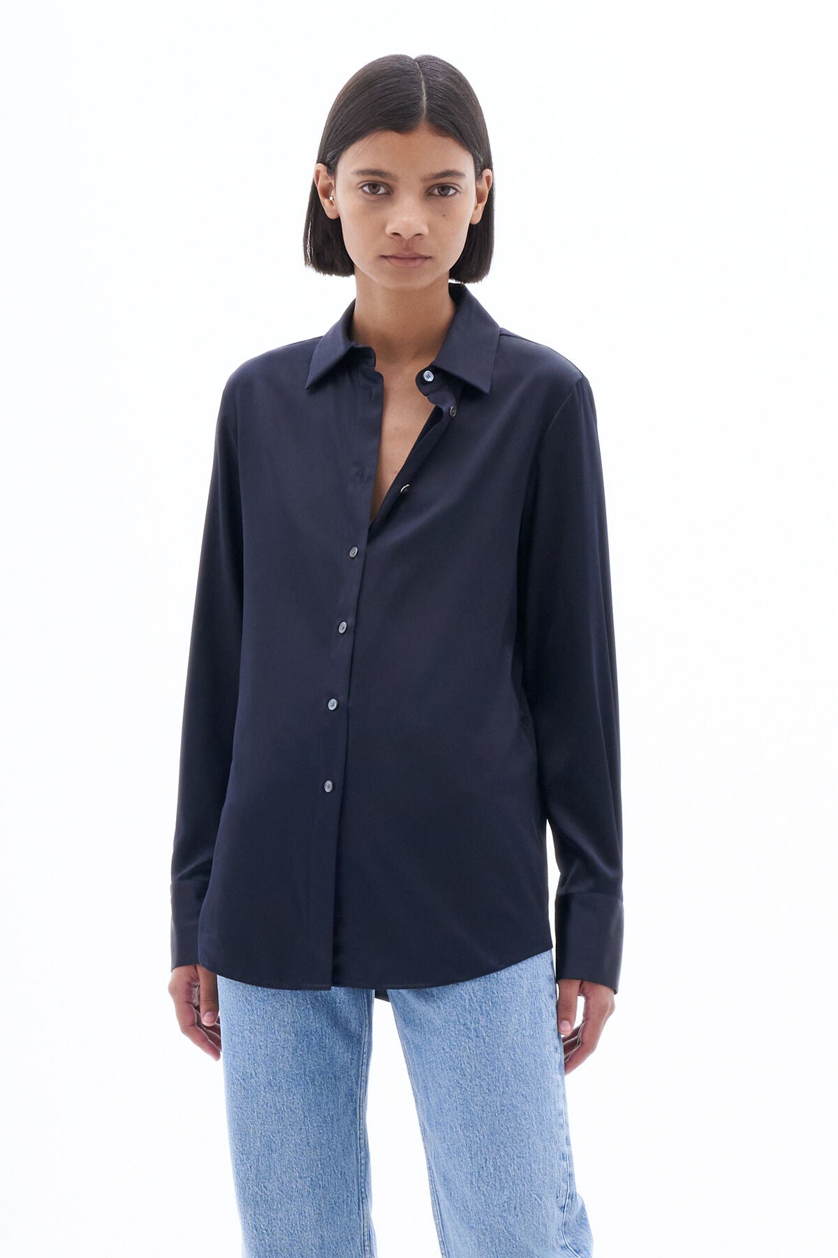 Eira silk shirt in navy