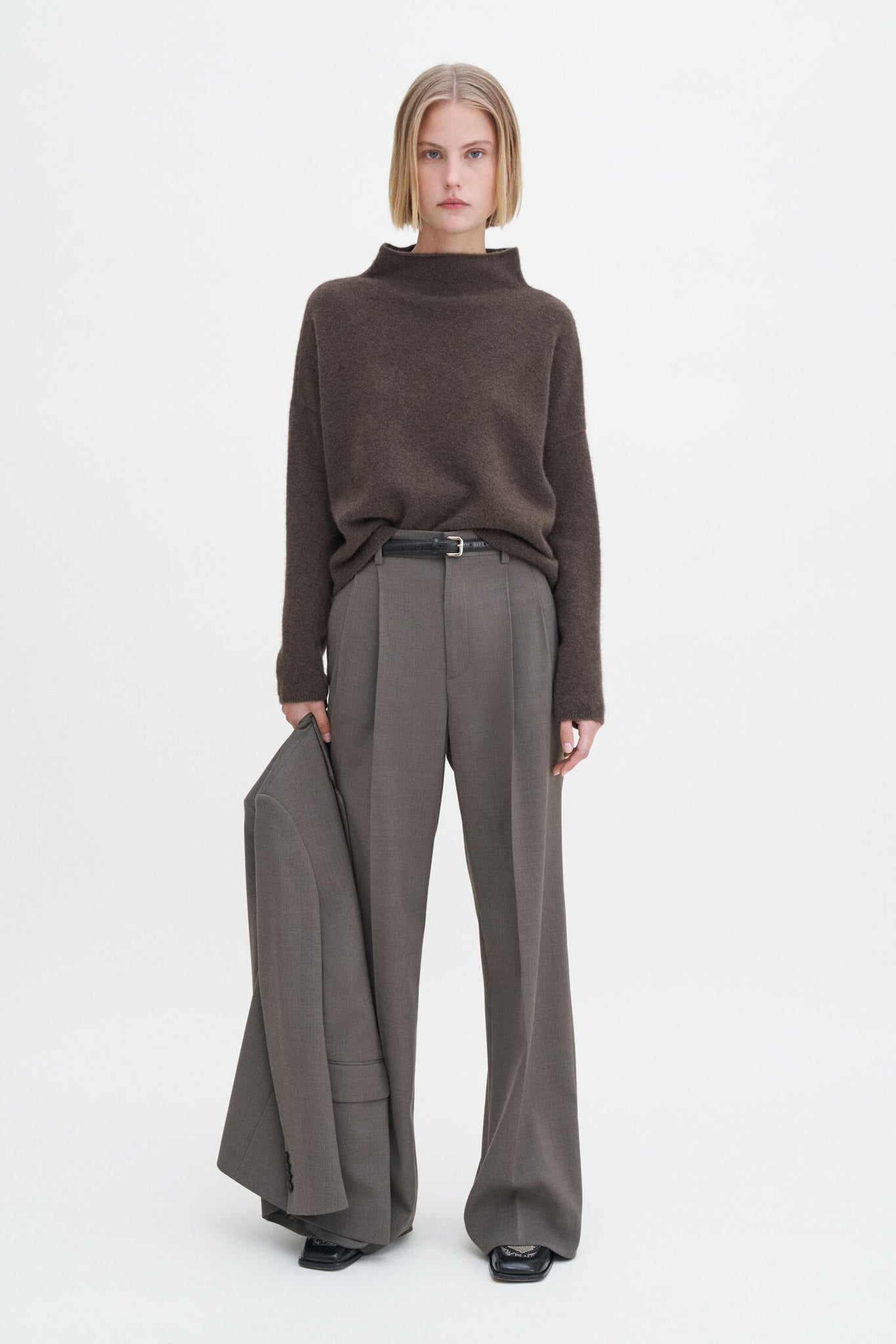 Mika yak funnelneck sweater in brown by Filippa K