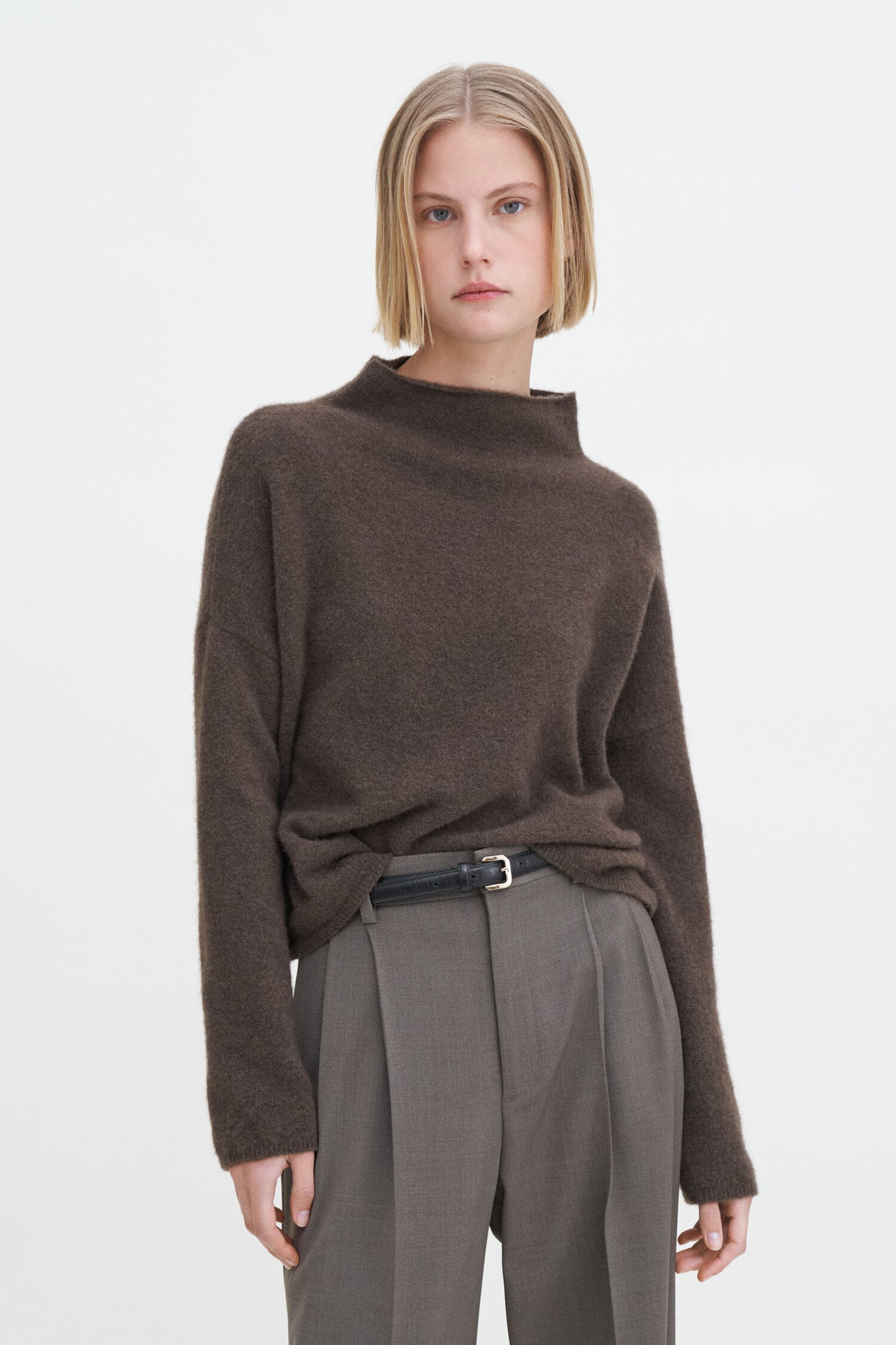 Mika yak funnelneck sweater in brown by Filippa K