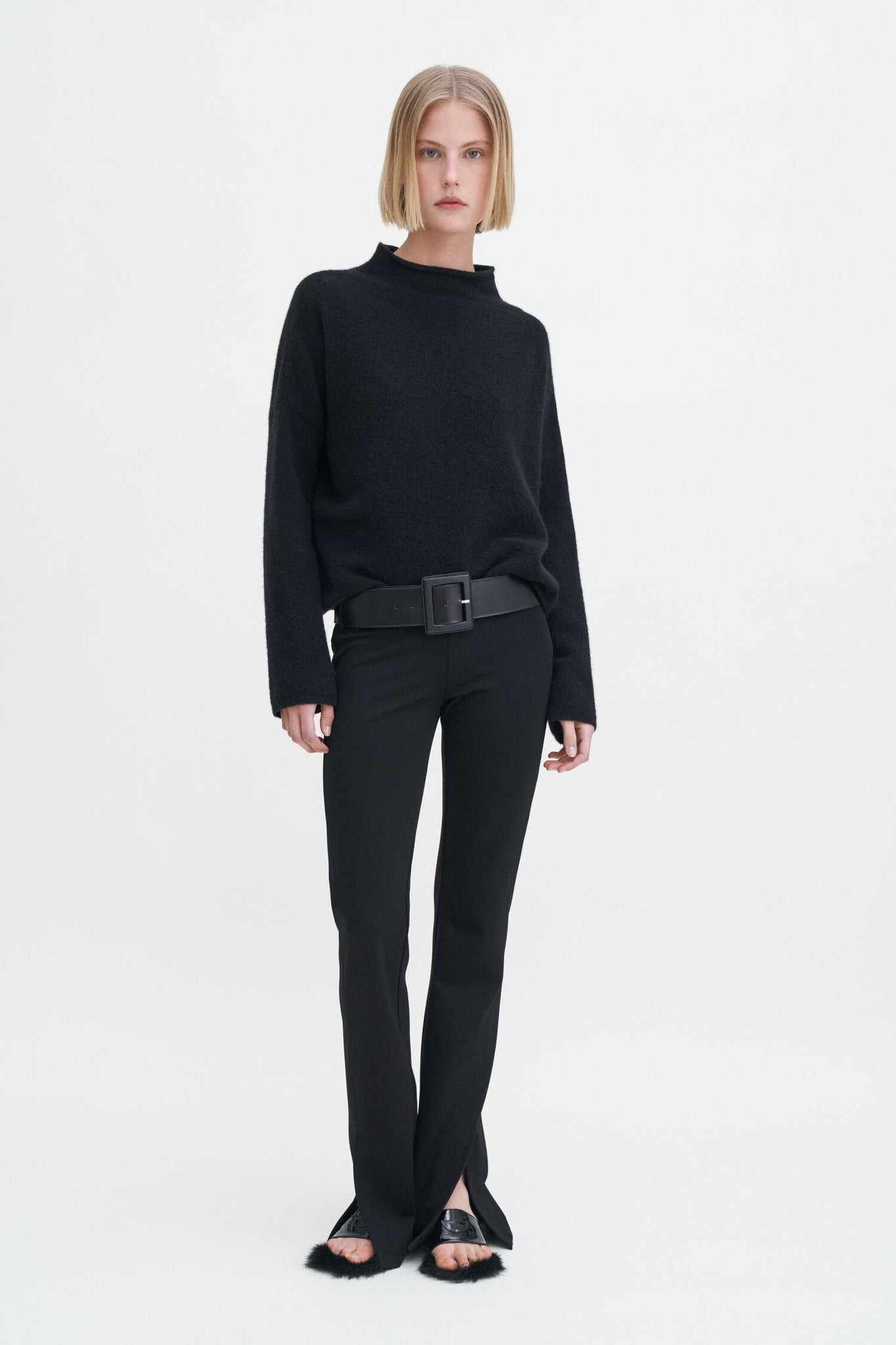 Mika yak funnelneck sweater in black by Filippa K