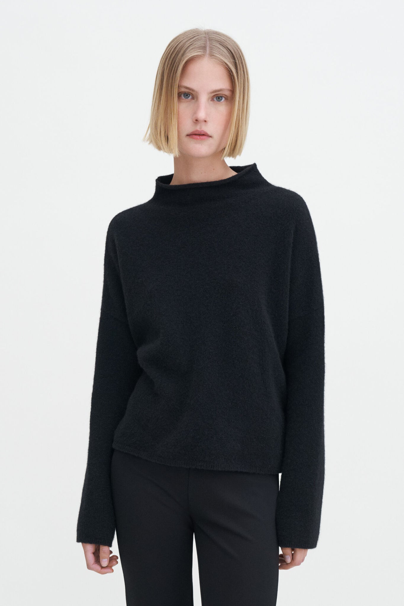 Mika yak funnelneck sweater in black by Filippa K