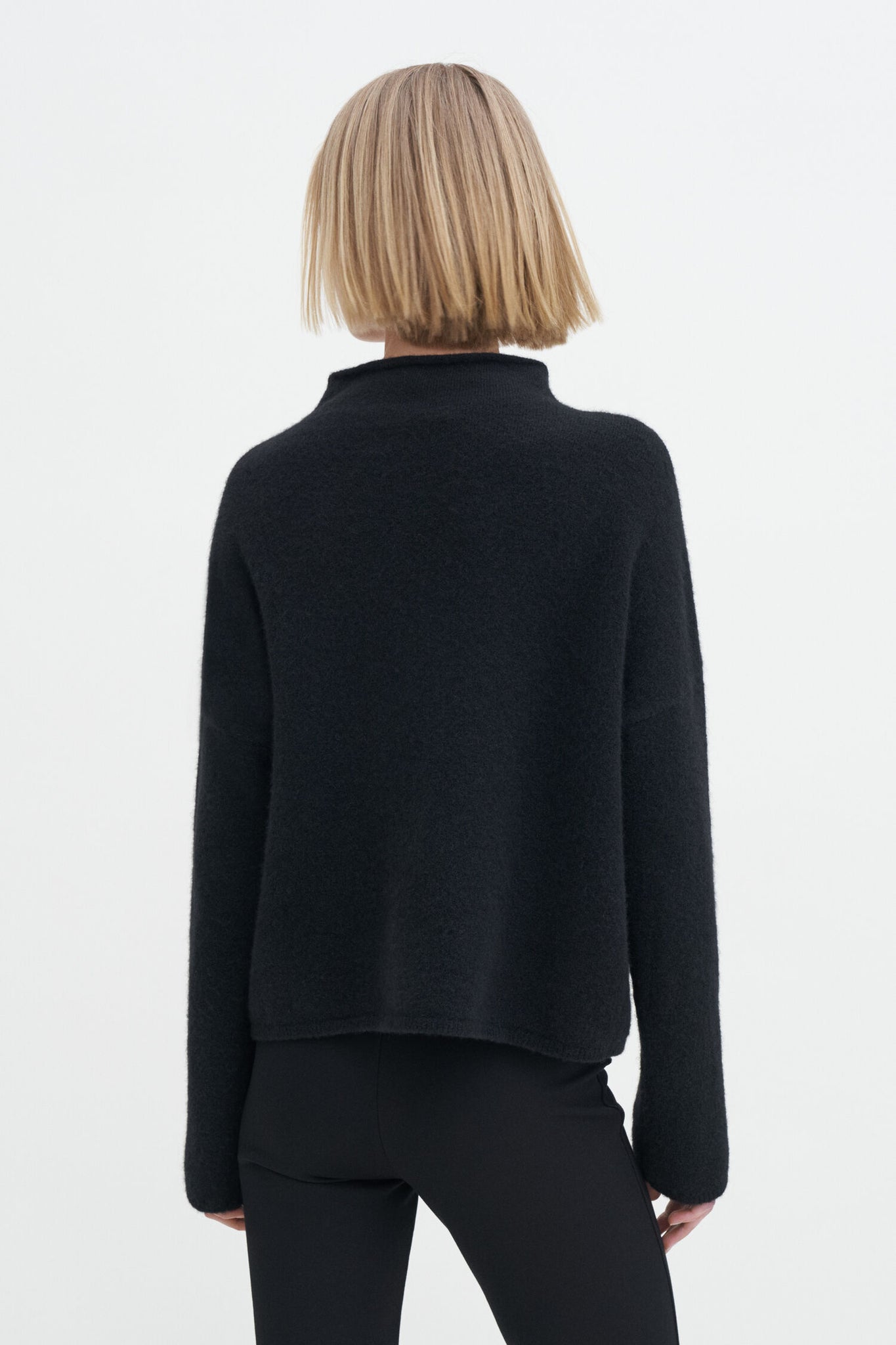 Mika yak funnelneck sweater in black by Filippa K