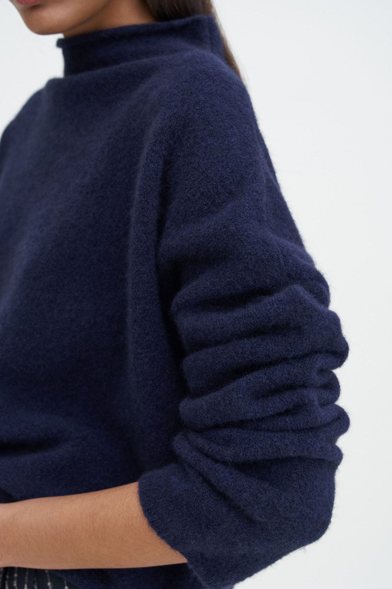 Mika yak funnelneck sweater in navy by Filippa K