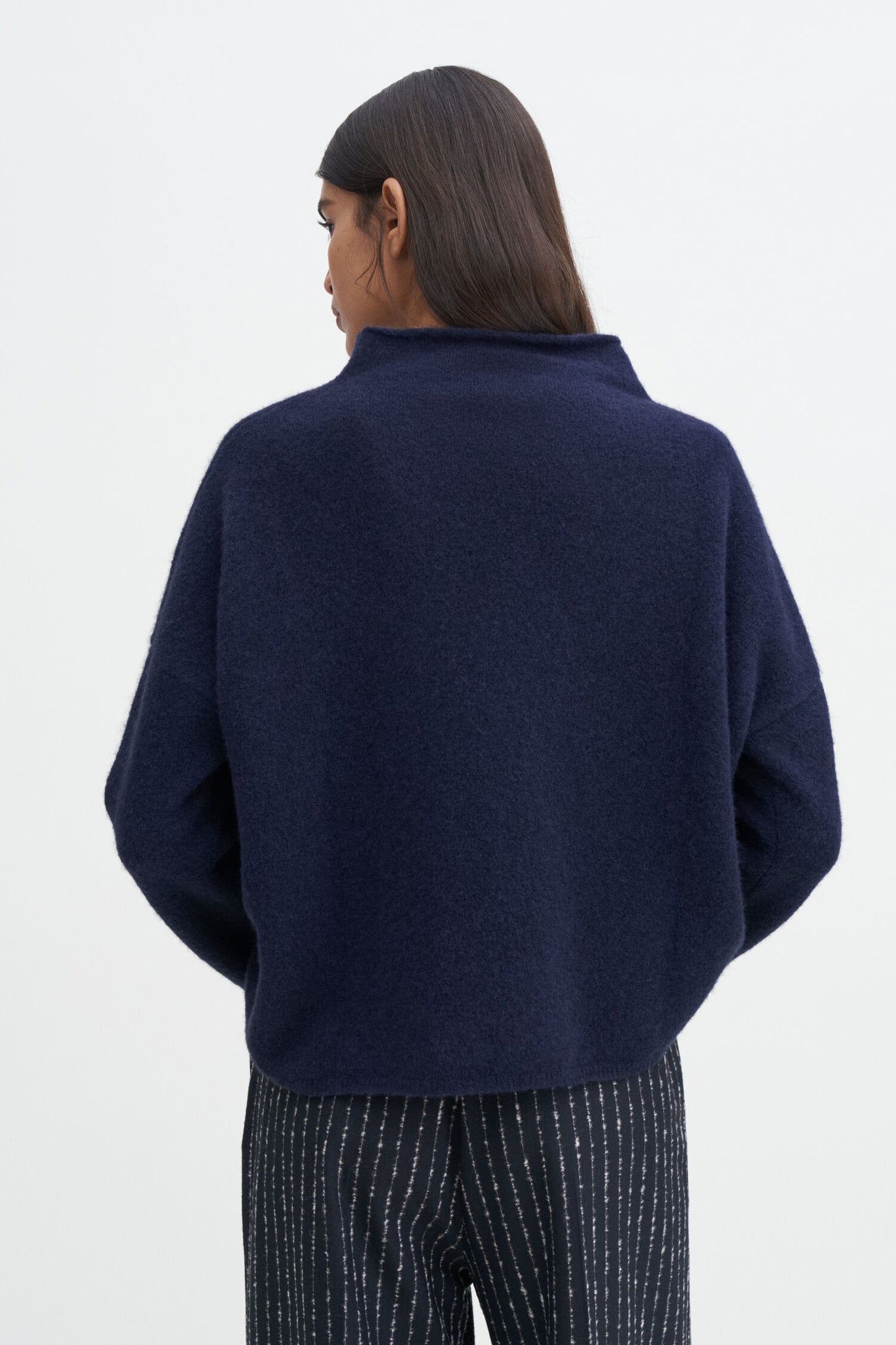 Mika yak funnelneck sweater in navy by Filippa K