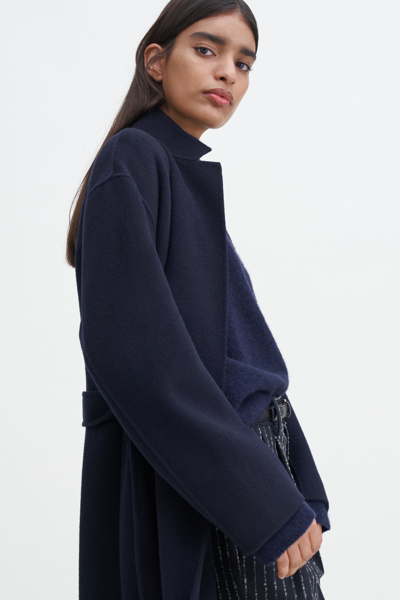 Mika yak funnelneck sweater in navy by Filippa K