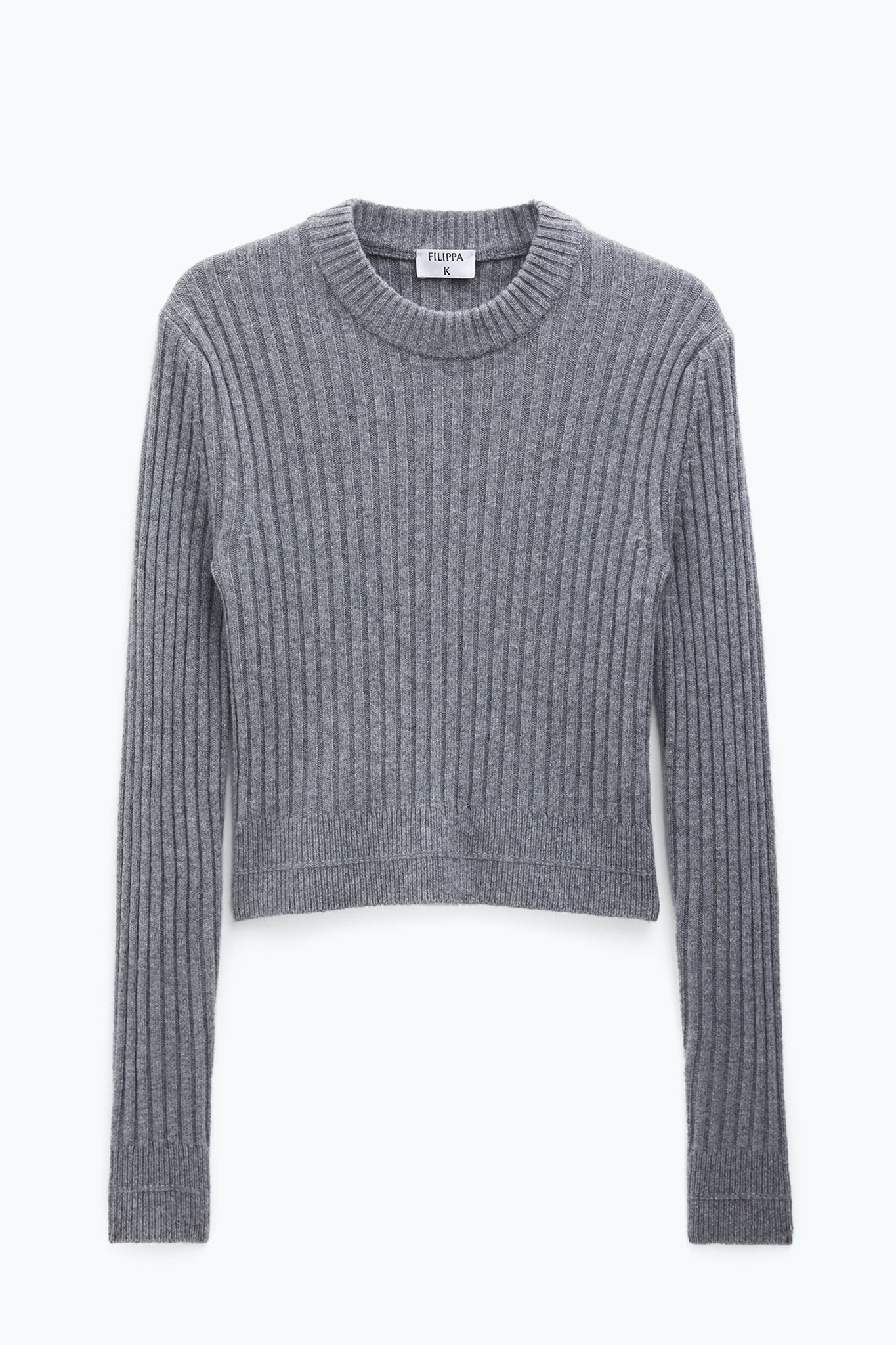 Wool Rib Sweater in Mid Grey Melange by Filippa K