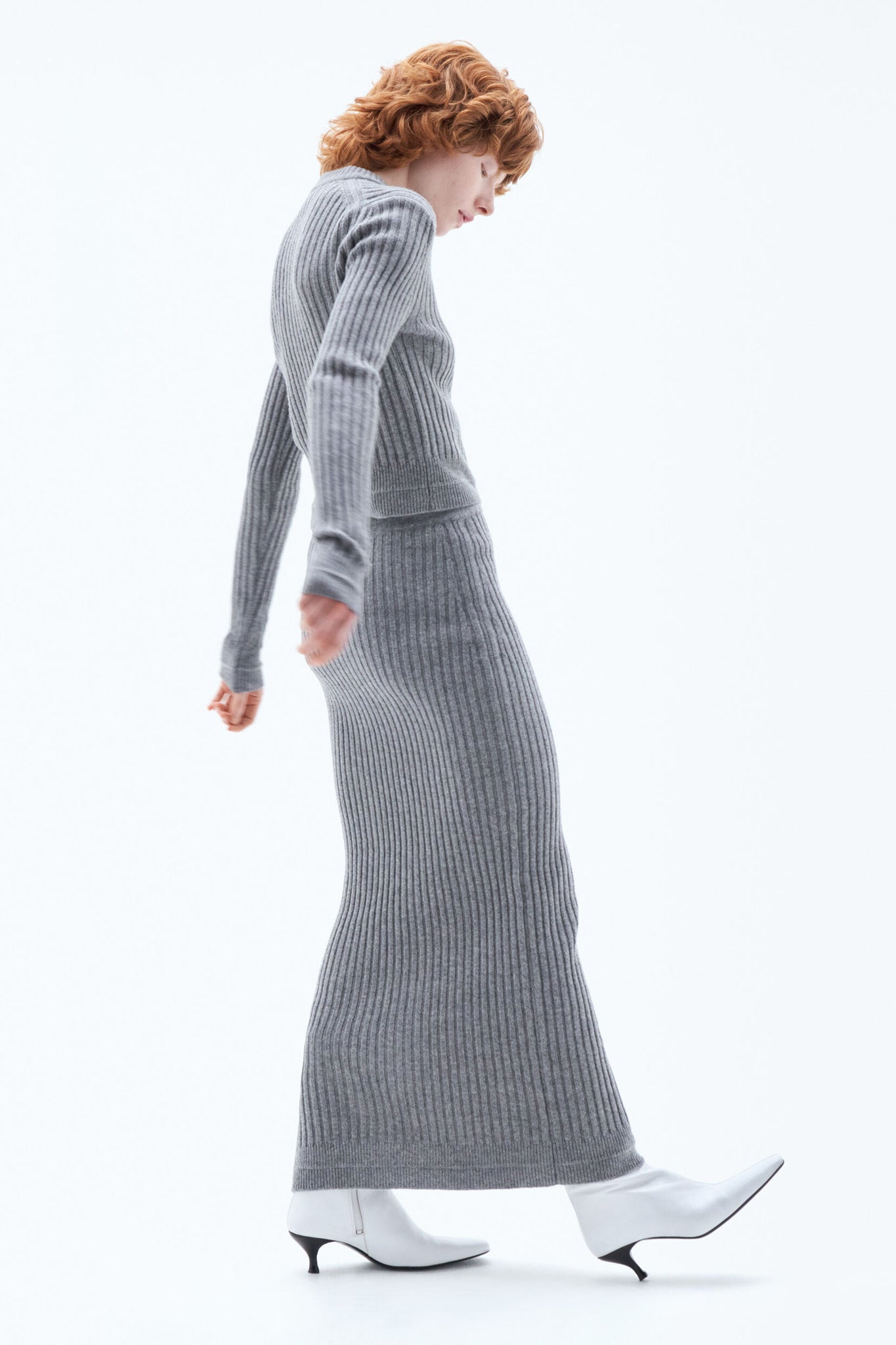 Wool Rib Sweater in Mid Grey Melange by Filippa K