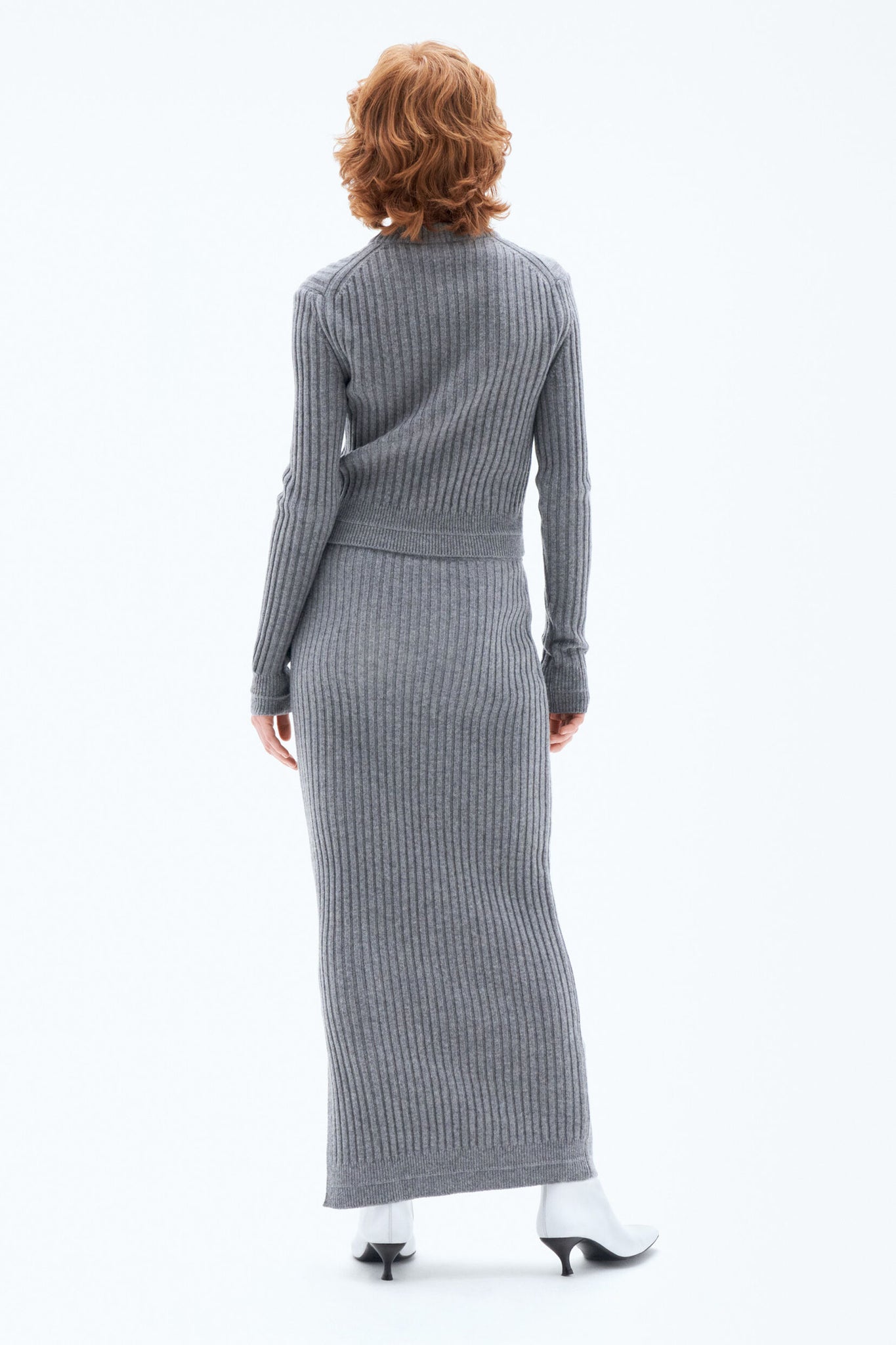 Wool Rib Sweater in Mid Grey Melange by Filippa K