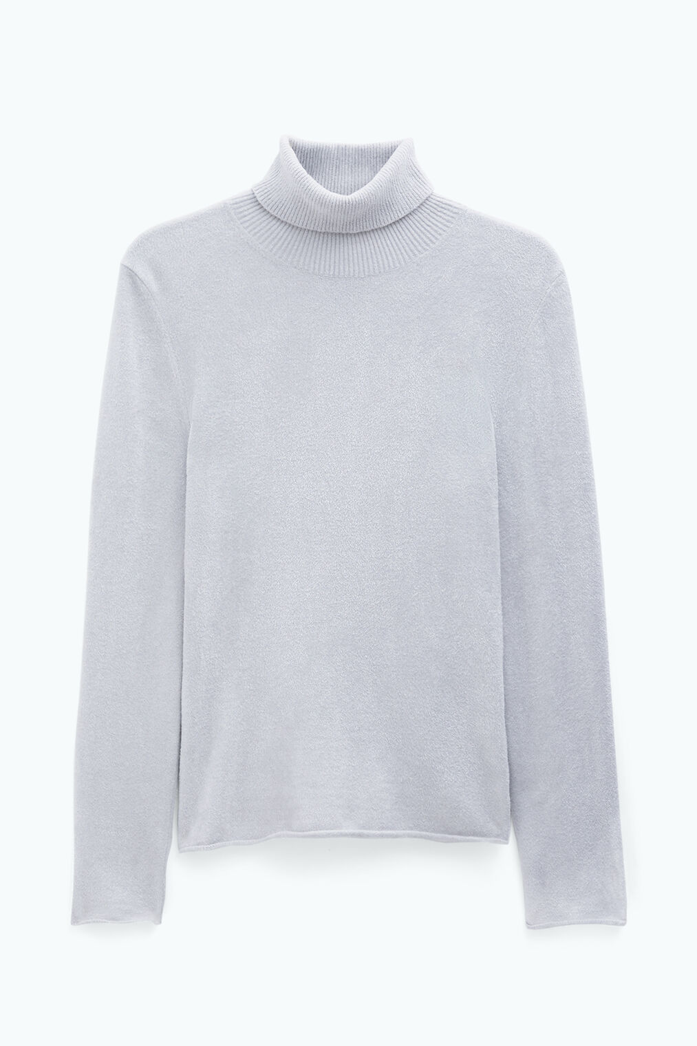 Chenille turtleneck sweater in pearl grey
