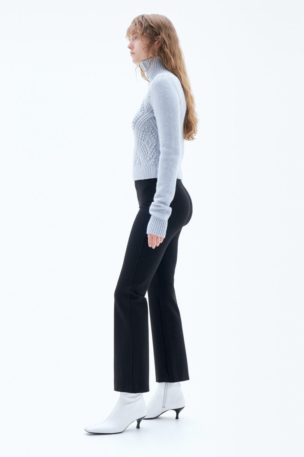 Flared jersey trousers in black