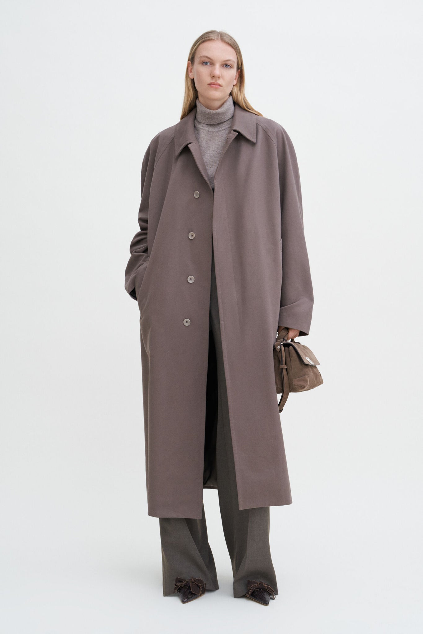 Cotton garbardine coat in beige by Filippa K