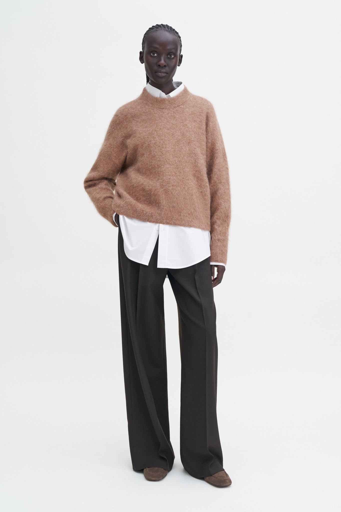 Fluffy sweater in dark beige by Filippa K