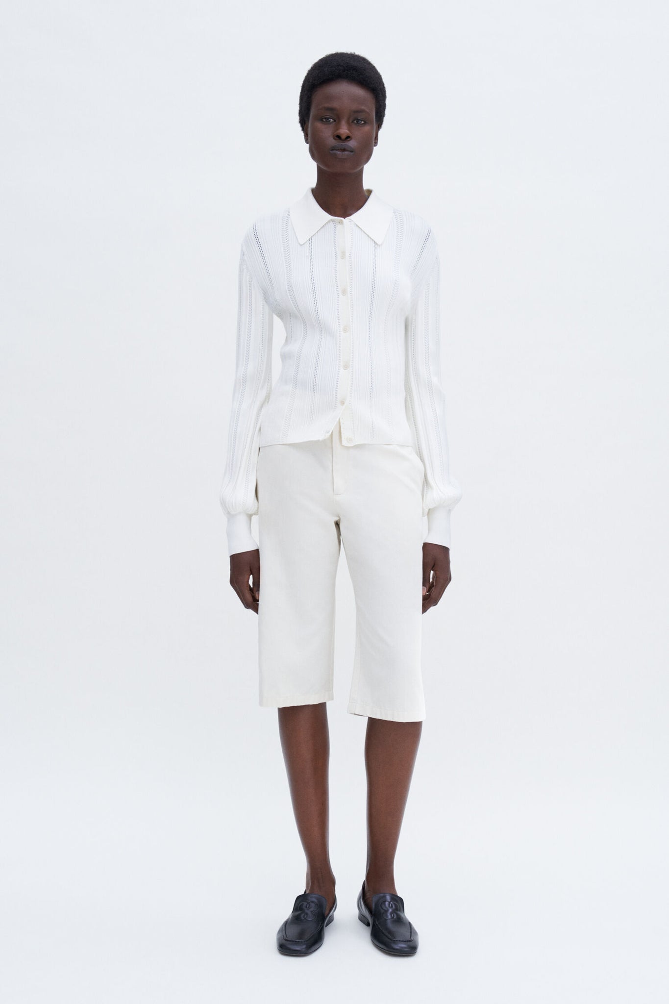 Braid knit cardigan in pearl white by Filippa K