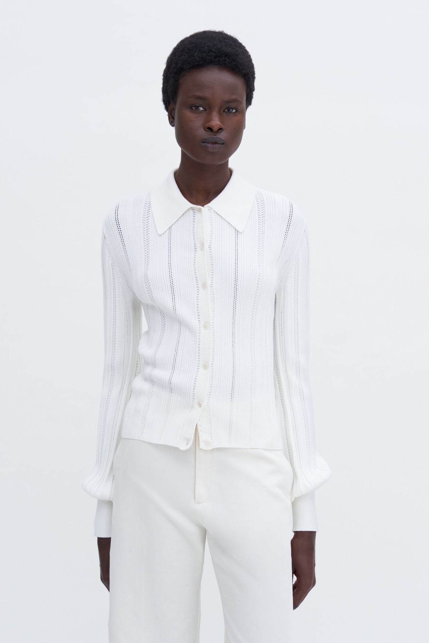 Braid knit cardigan in pearl white by Filippa K
