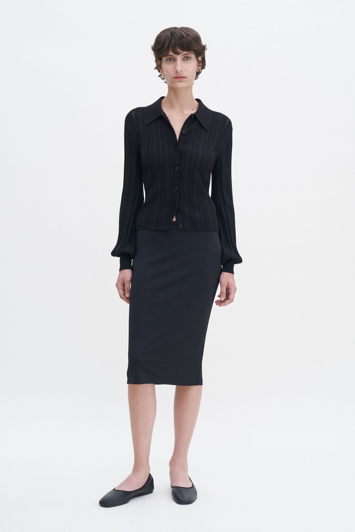 Braid knit cardigan in black by Filippa K