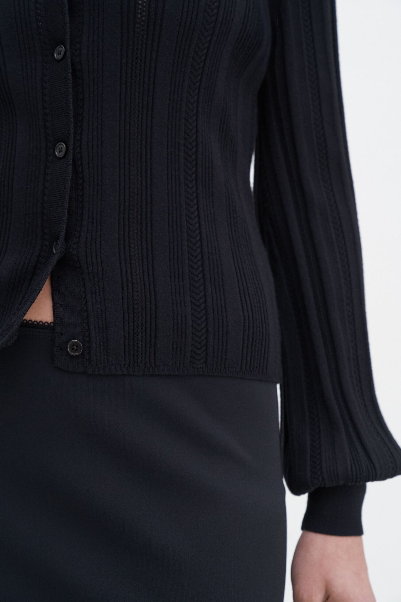 Braid knit cardigan in black by Filippa K
