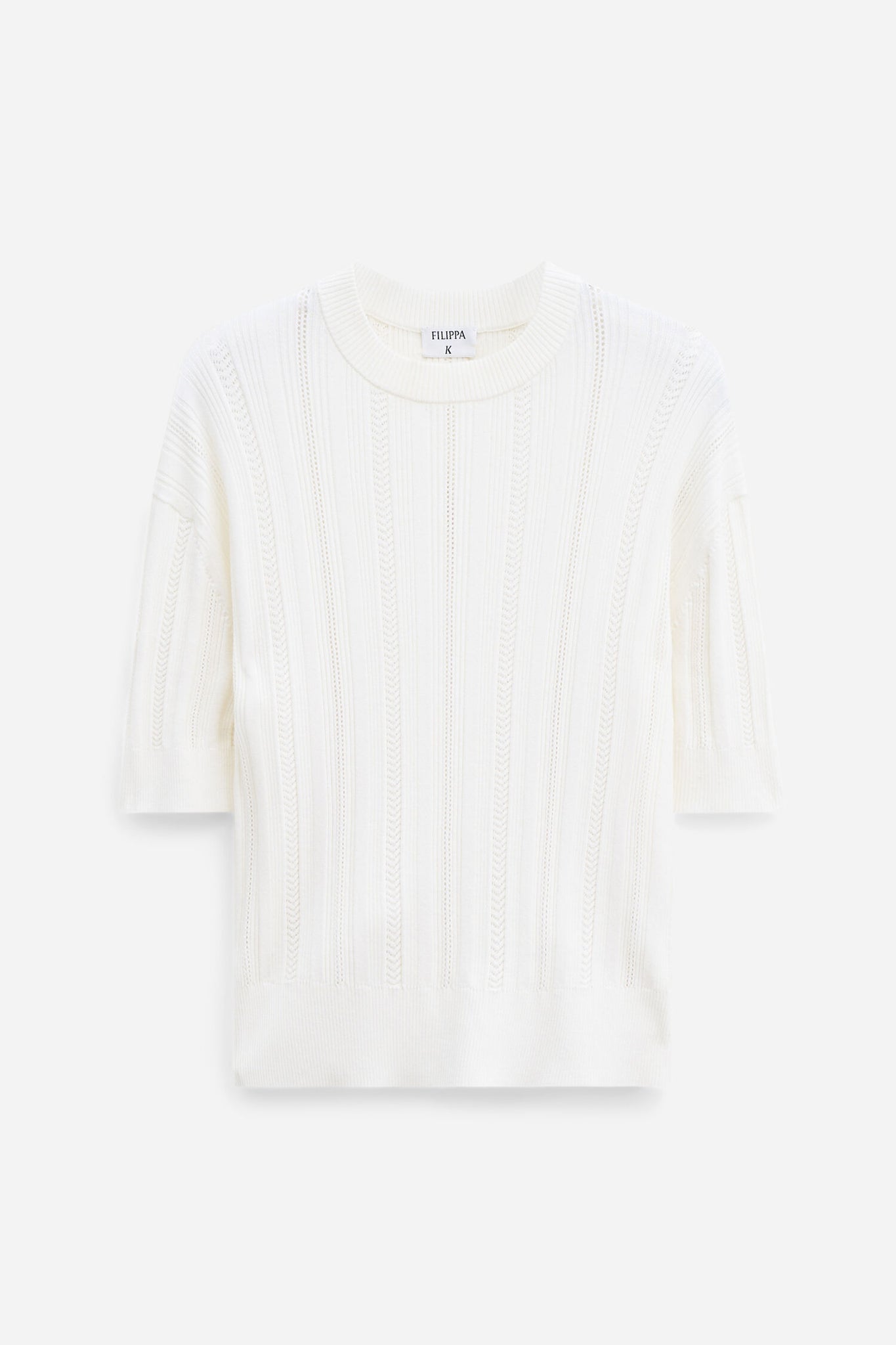 Braid knit t-shirt in pearl white by Filippa K
